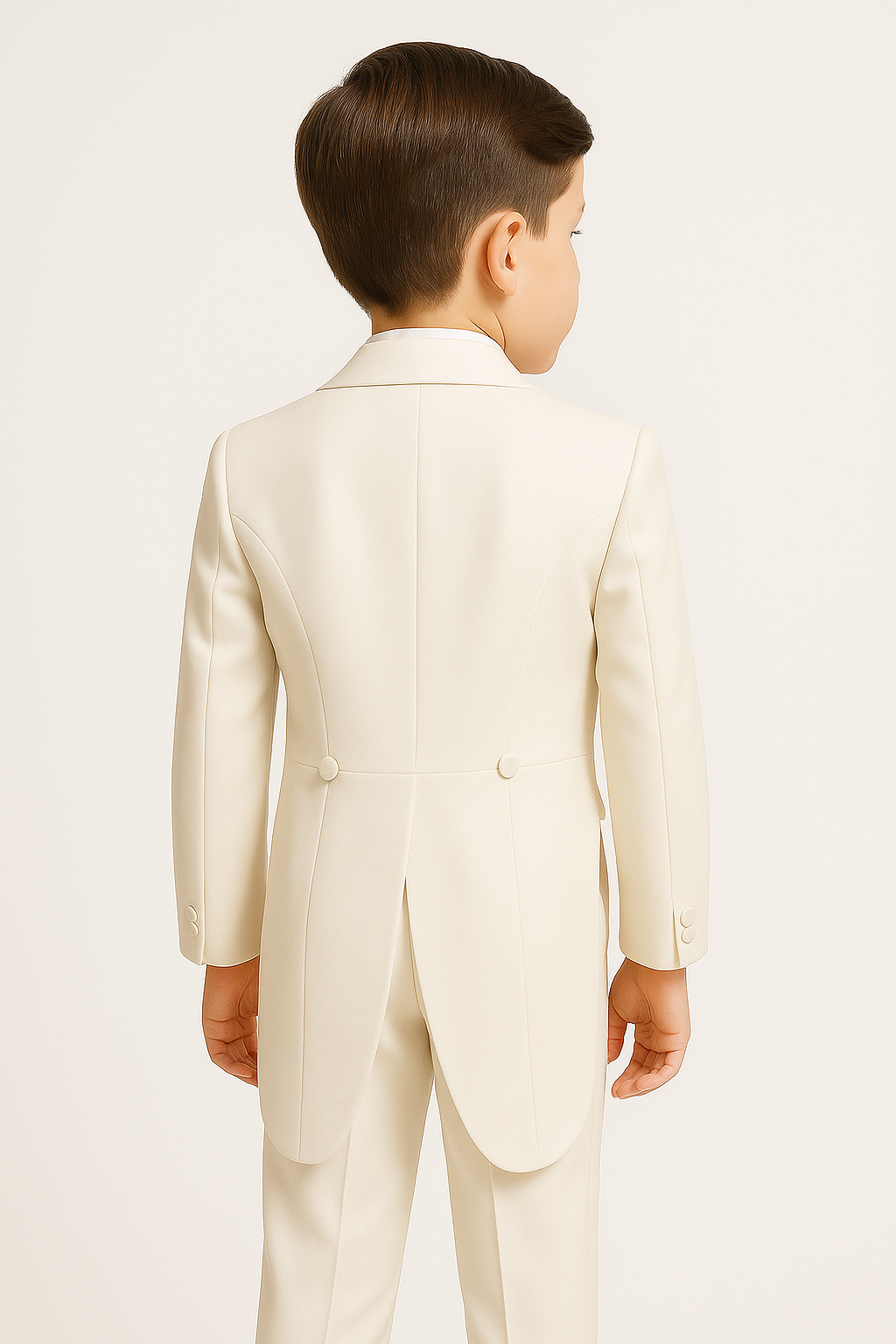 Boys Tuxedo Tail Suit - Ivory Back Picture