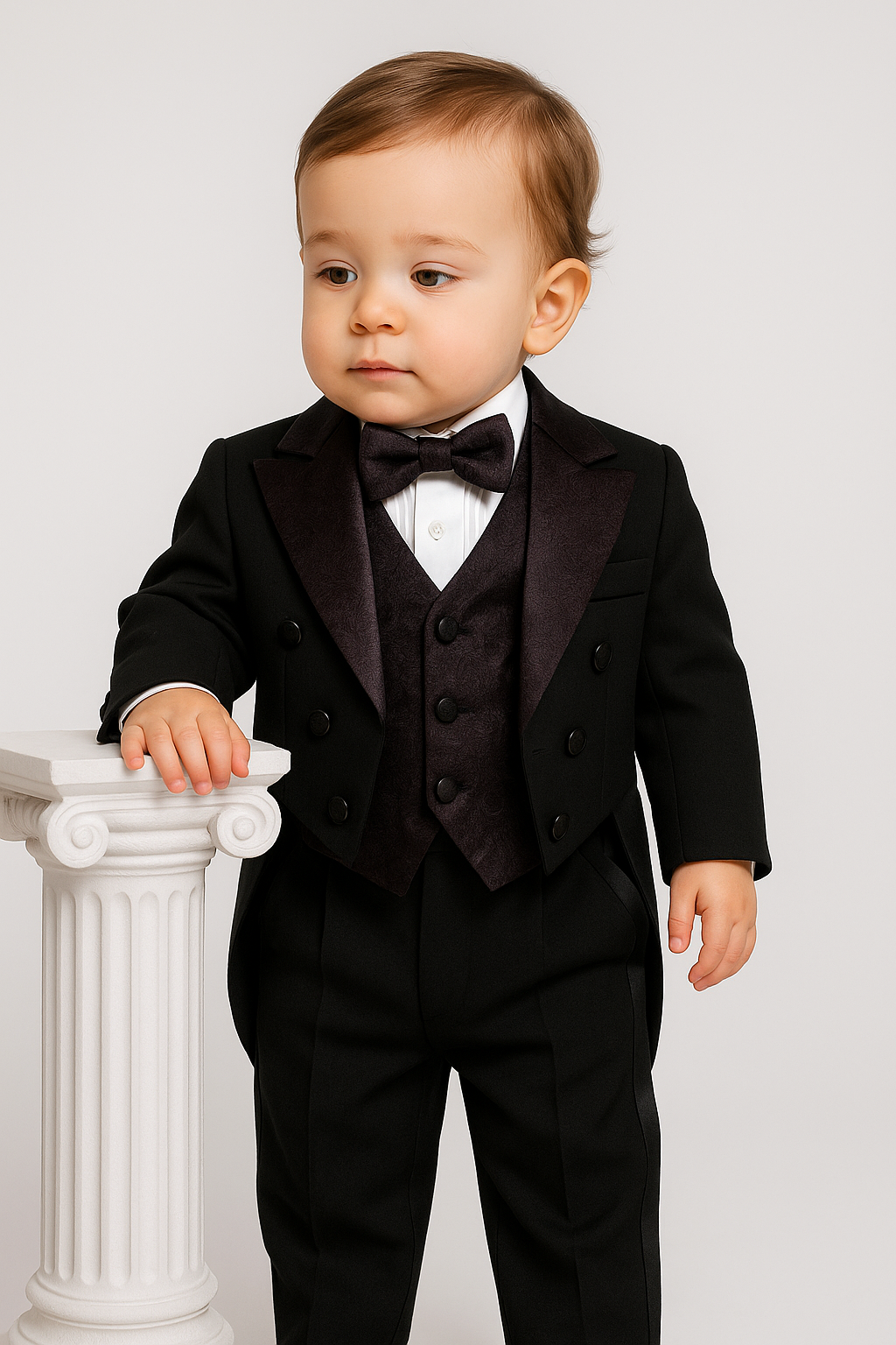 Boys Tuxedo Tail Suit Set - Black