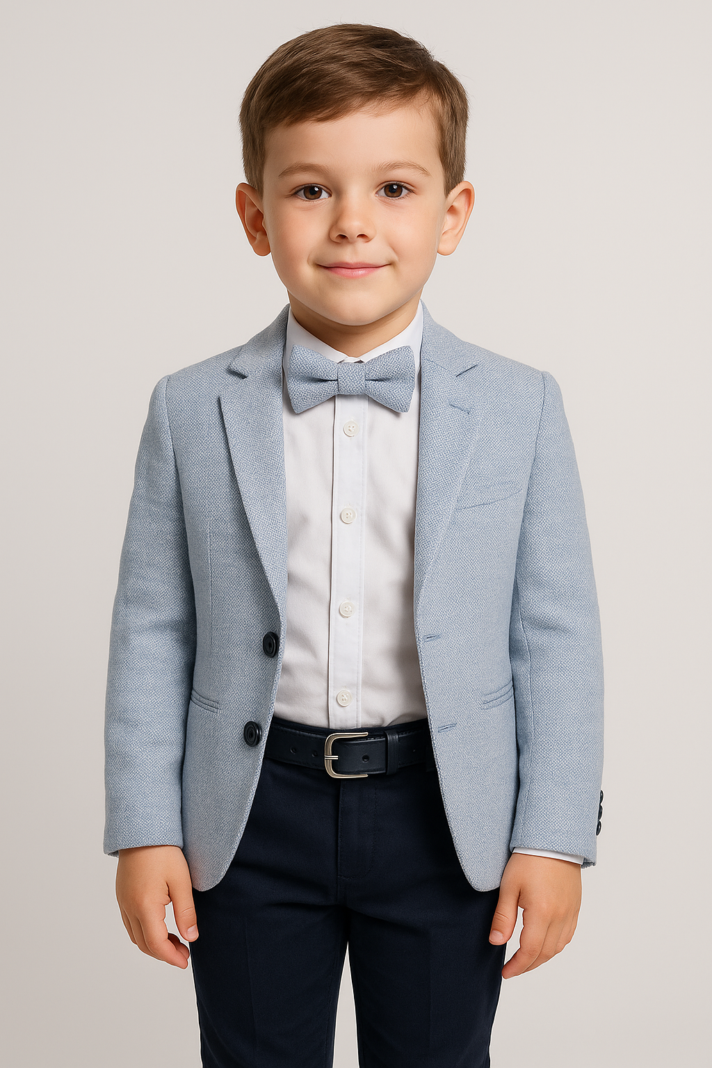 Boys Tweed-Like Blue Suit - CARTER - Blue