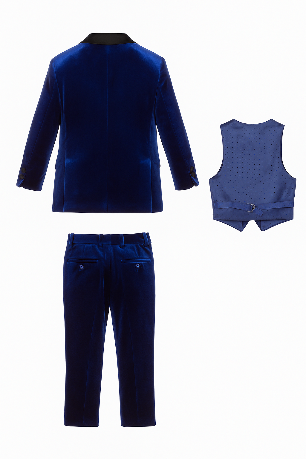 Boys' Velvet Suit with Satin Shawl Lapels - EC103 - Royal Blue Back Picture