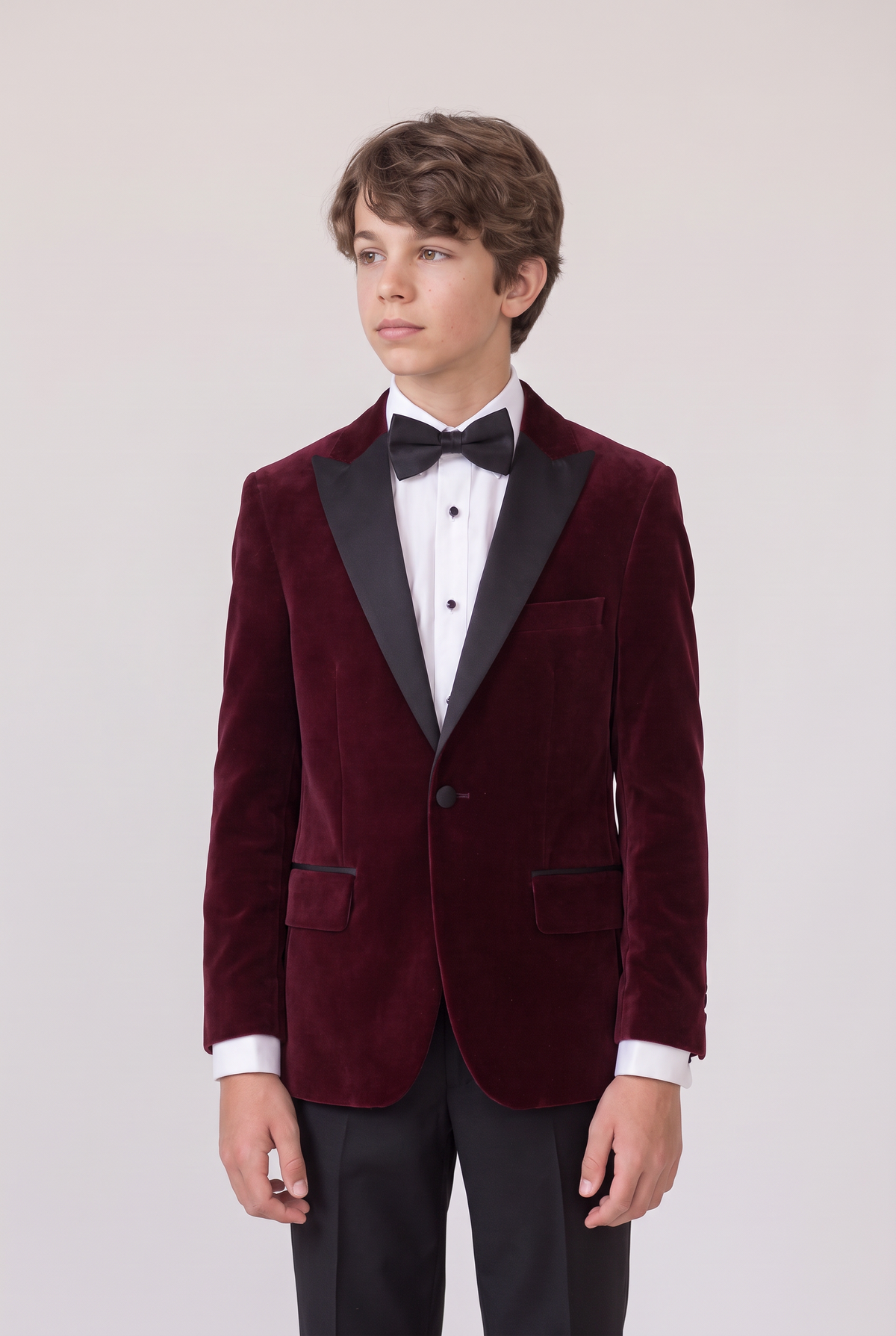 Boys Velvet Blazer Satin Lapel Dinner Jacket - Mayfair - Wine