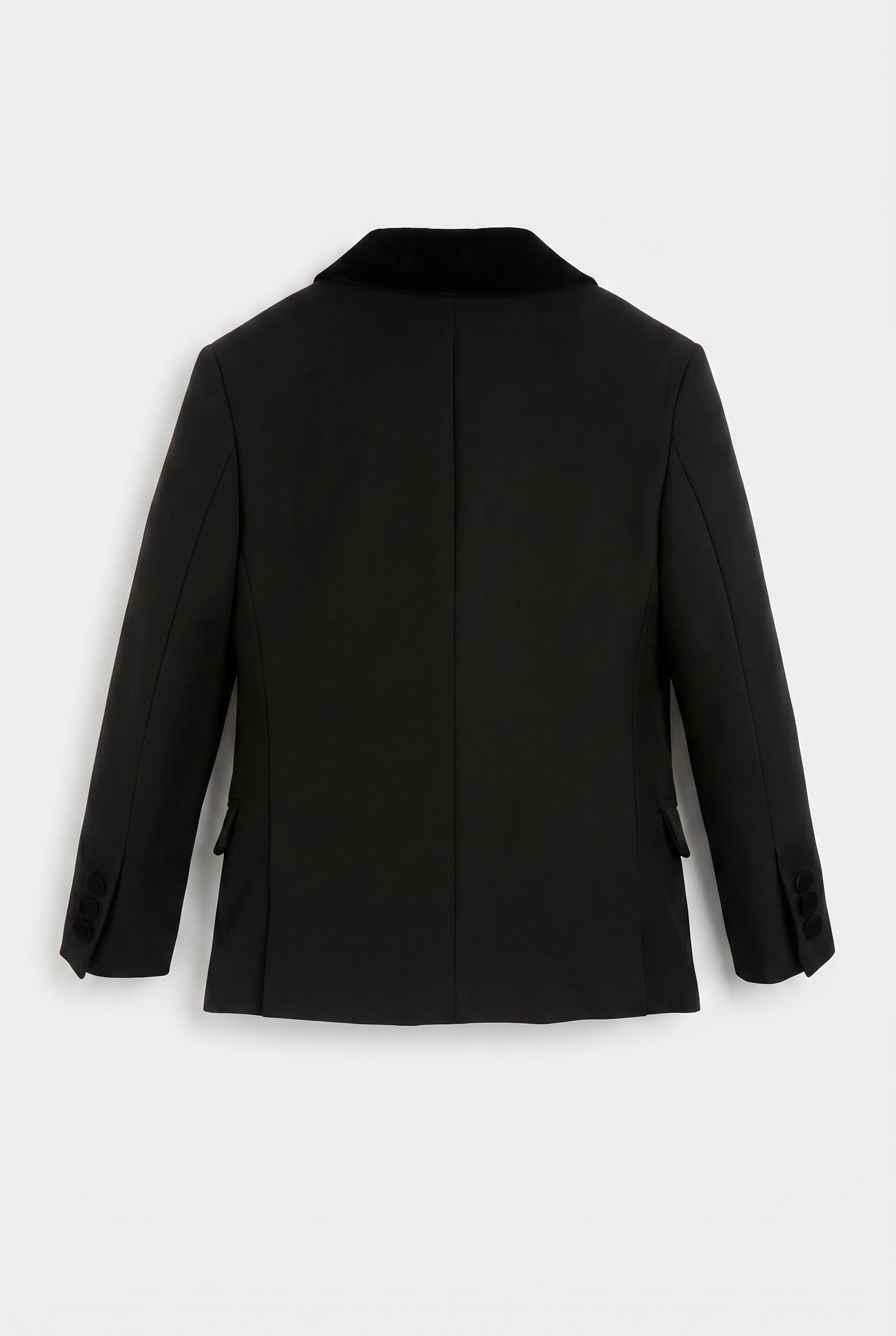 Boys Velvet Trim Black Formal Suit - Black