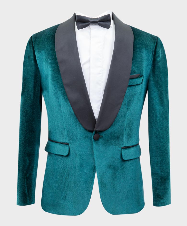 Boys Velvet Tuxedo Blazer Set - KINGSMAN - Green