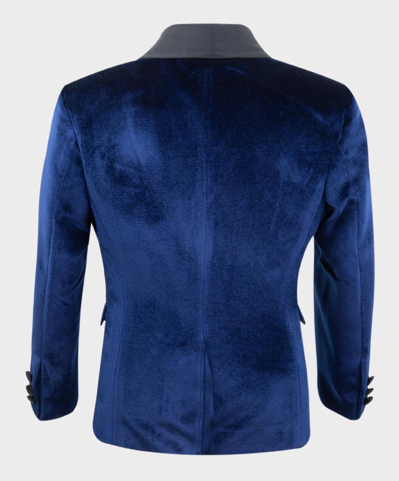 Boys Velvet Tuxedo Blazer Set - KINGSMAN - Navy Blue