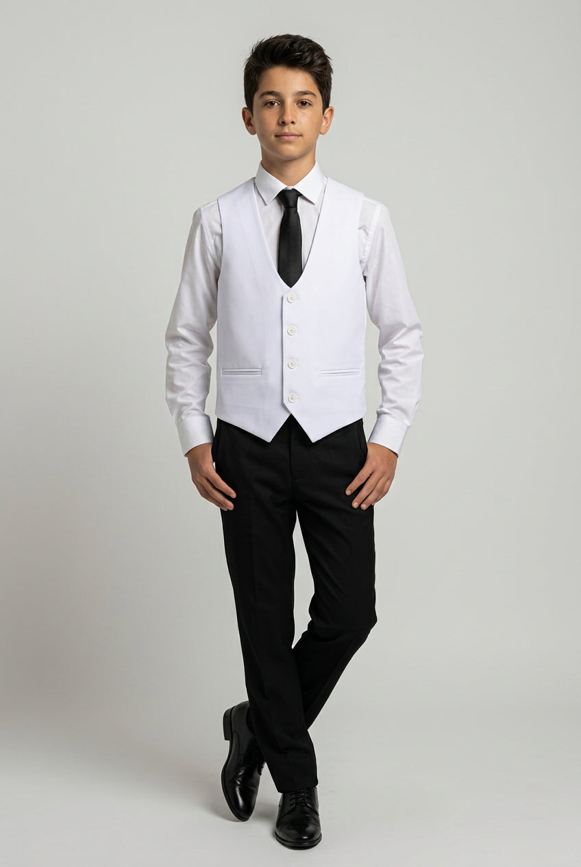 Boys White Formal Waistcoat