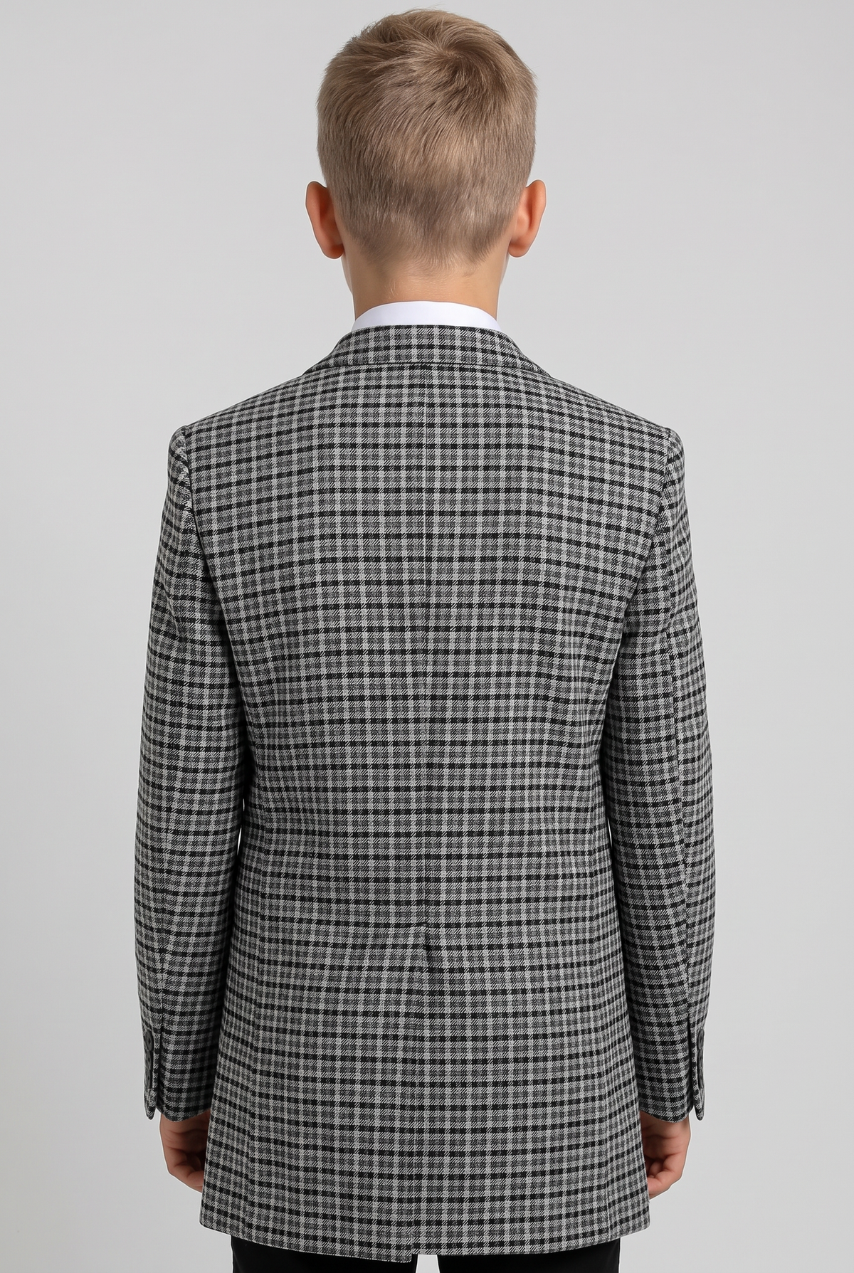 Boys Wool Birdseye Tweed Overcoat - Light Grey