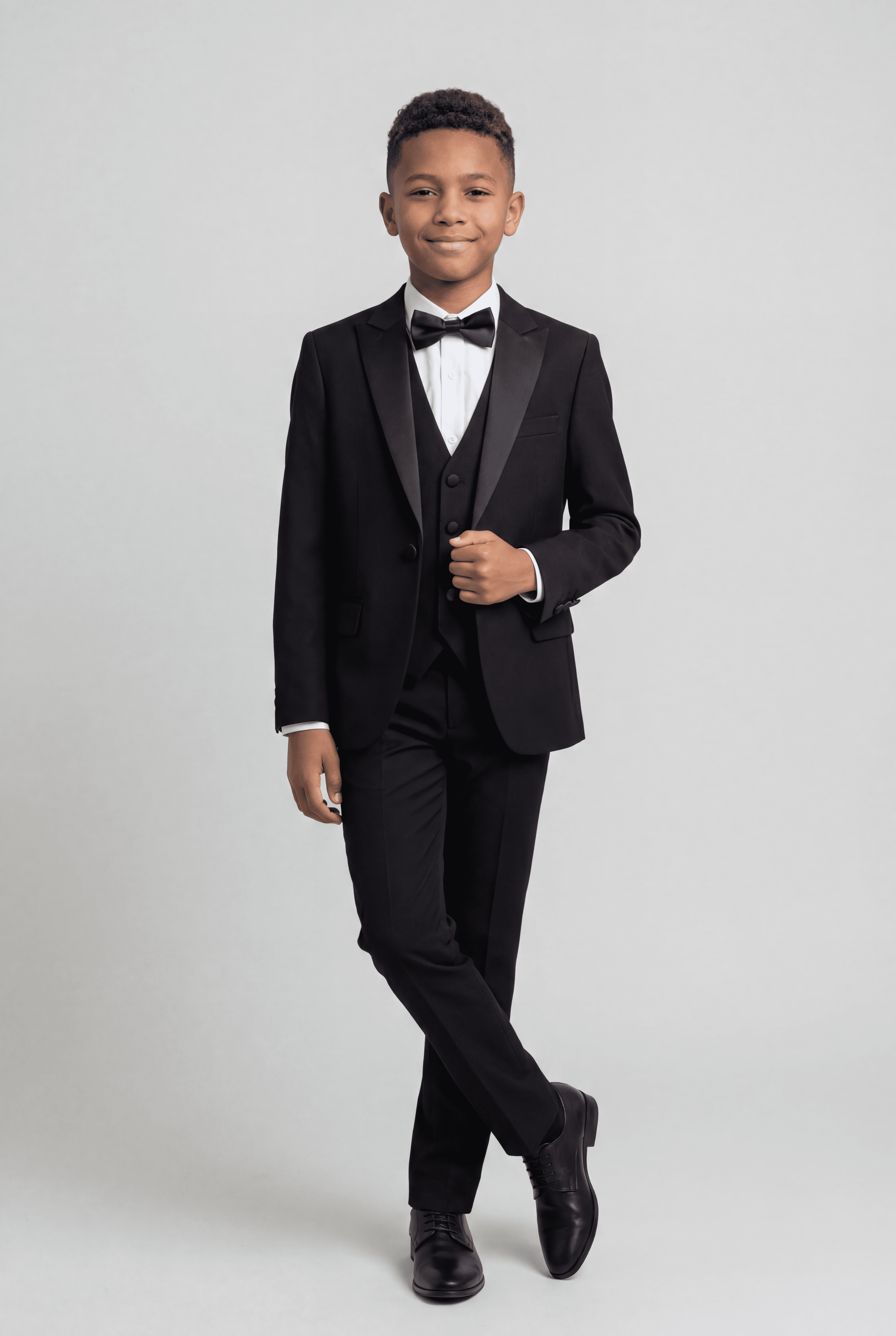 Boys' Black Tuxedo Suit with Cufflink Shirt