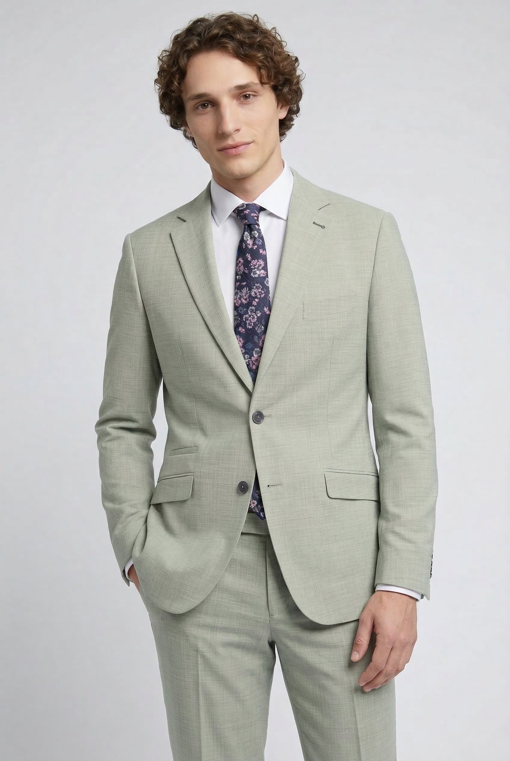 Camden 2-Piece Textured Prom Suit - Sage Green Model Picture
