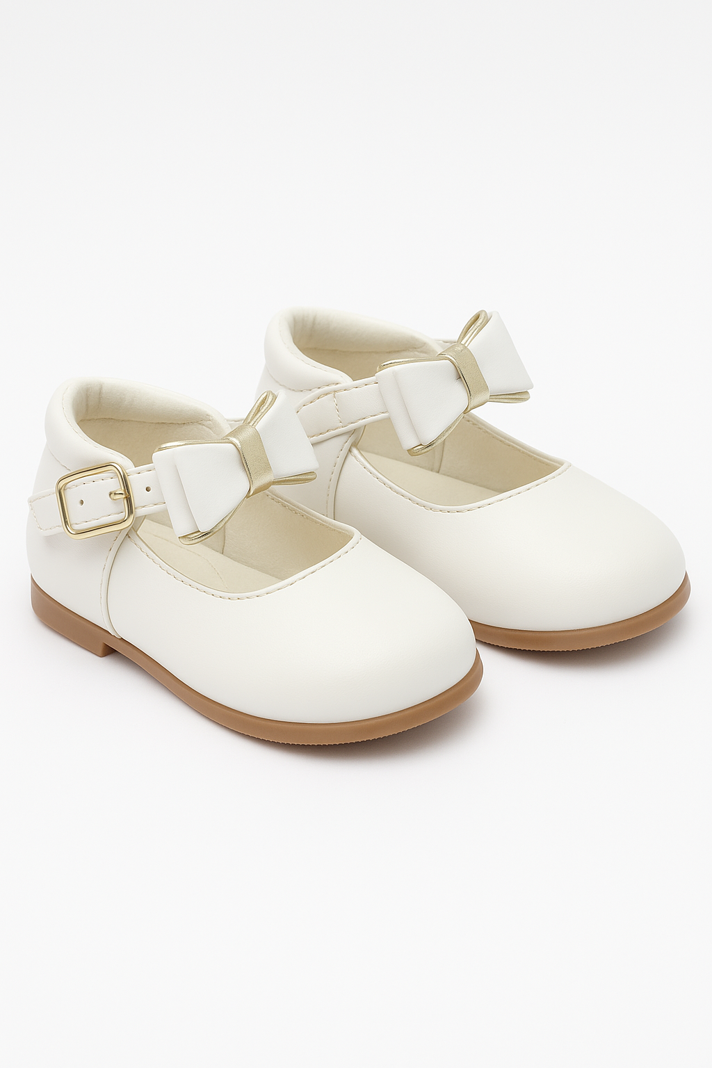 Chic Baby Girls Bow Buckle Shoes - SKY - White
