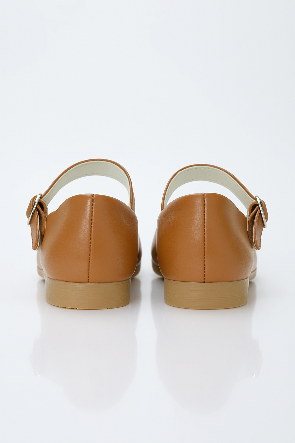 Classic Mary Jane Perforated Girls Shoes – ABBEY_Matt - Mustard Brown Back picture