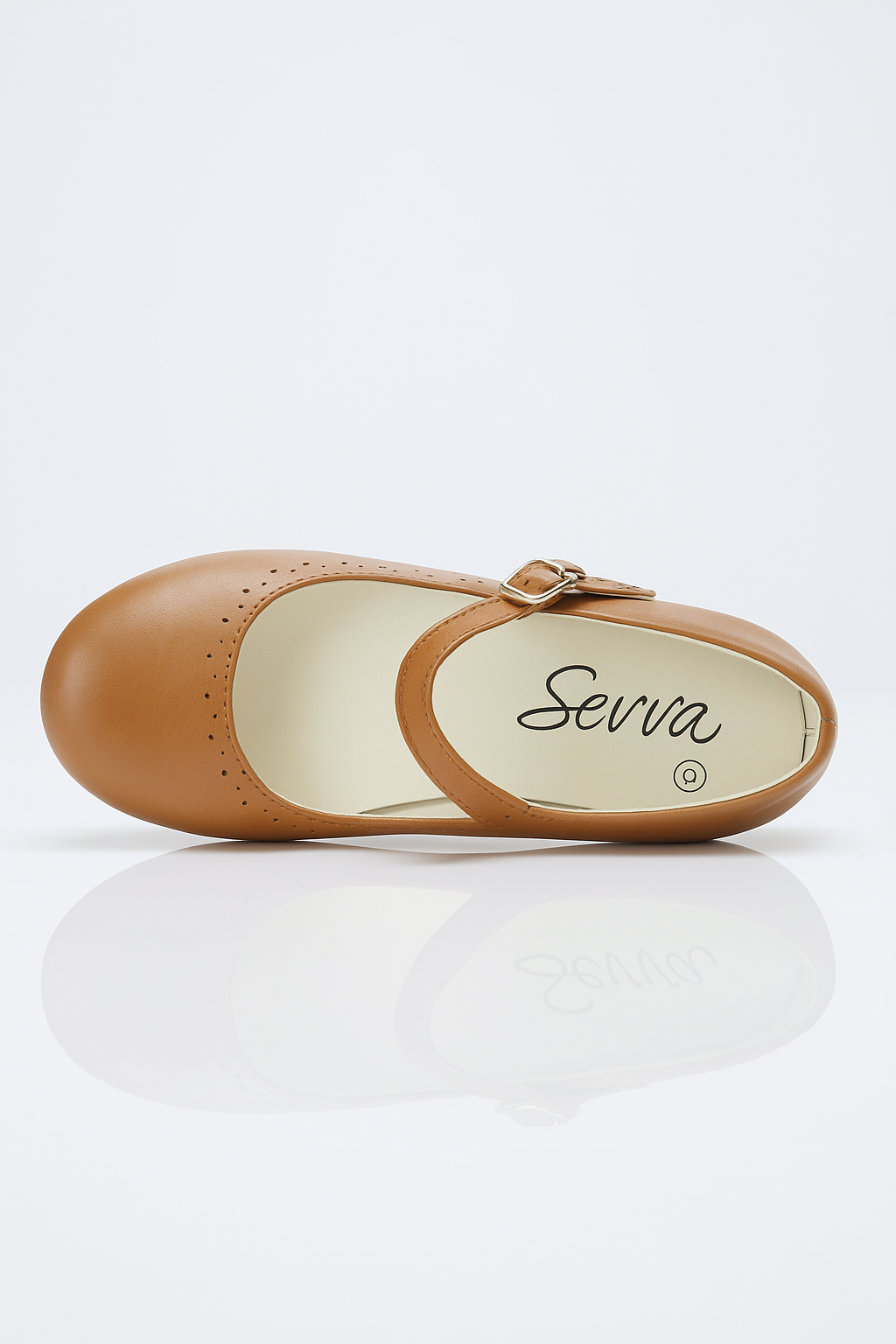 Classic Mary Jane Perforated Girls Shoes – ABBEY_Matt - Mustard Brown