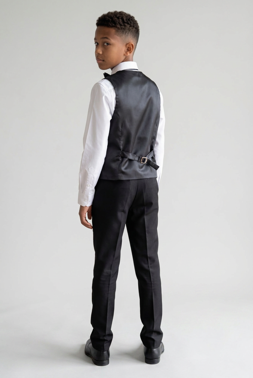 Boys' Black Tuxedo Suit with Cufflink Shirt