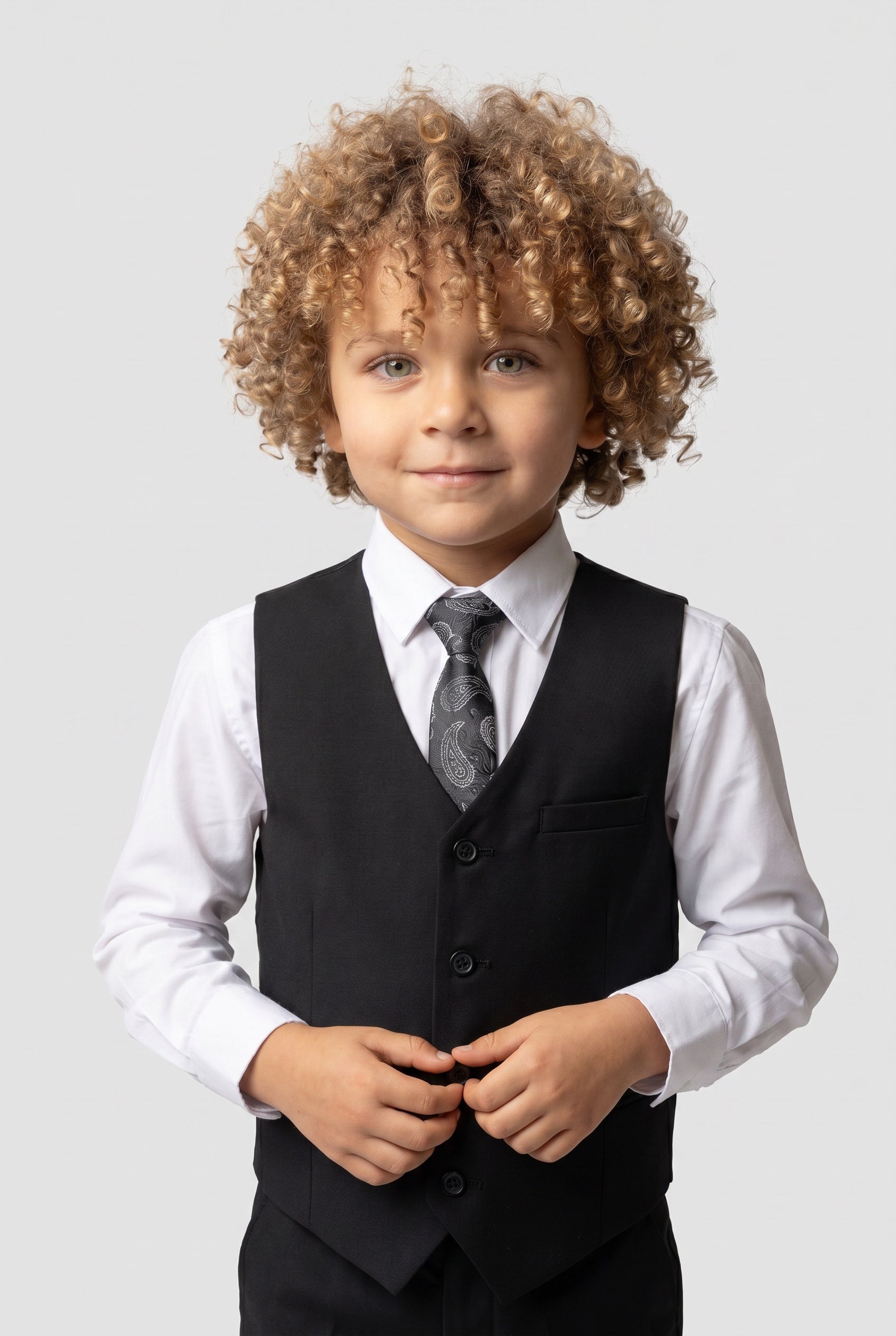Boys Tailored Fit Formal Suit - Black