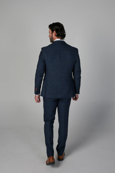 Father & Son Matching 3-Piece Tweed Herringbone Suit - Paul Andrew Scott Navy