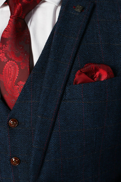 Father & Son Matching 3-Piece Tweed Herringbone Suit - Paul Andrew Scott Navy