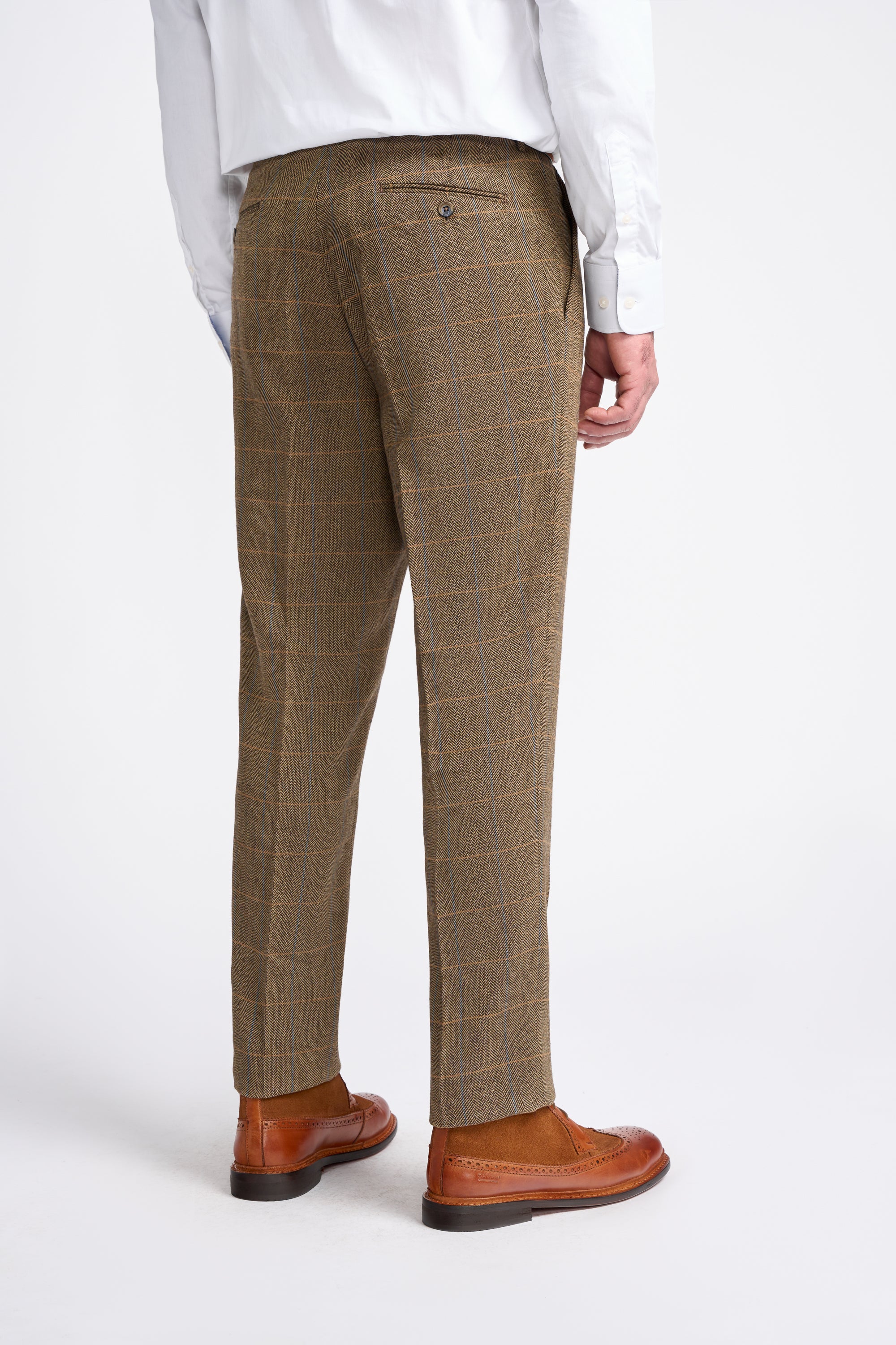 Father & Son Matching Herringbone Windowpane Check Tweed 3-Piece Suit Set - Albert Brown