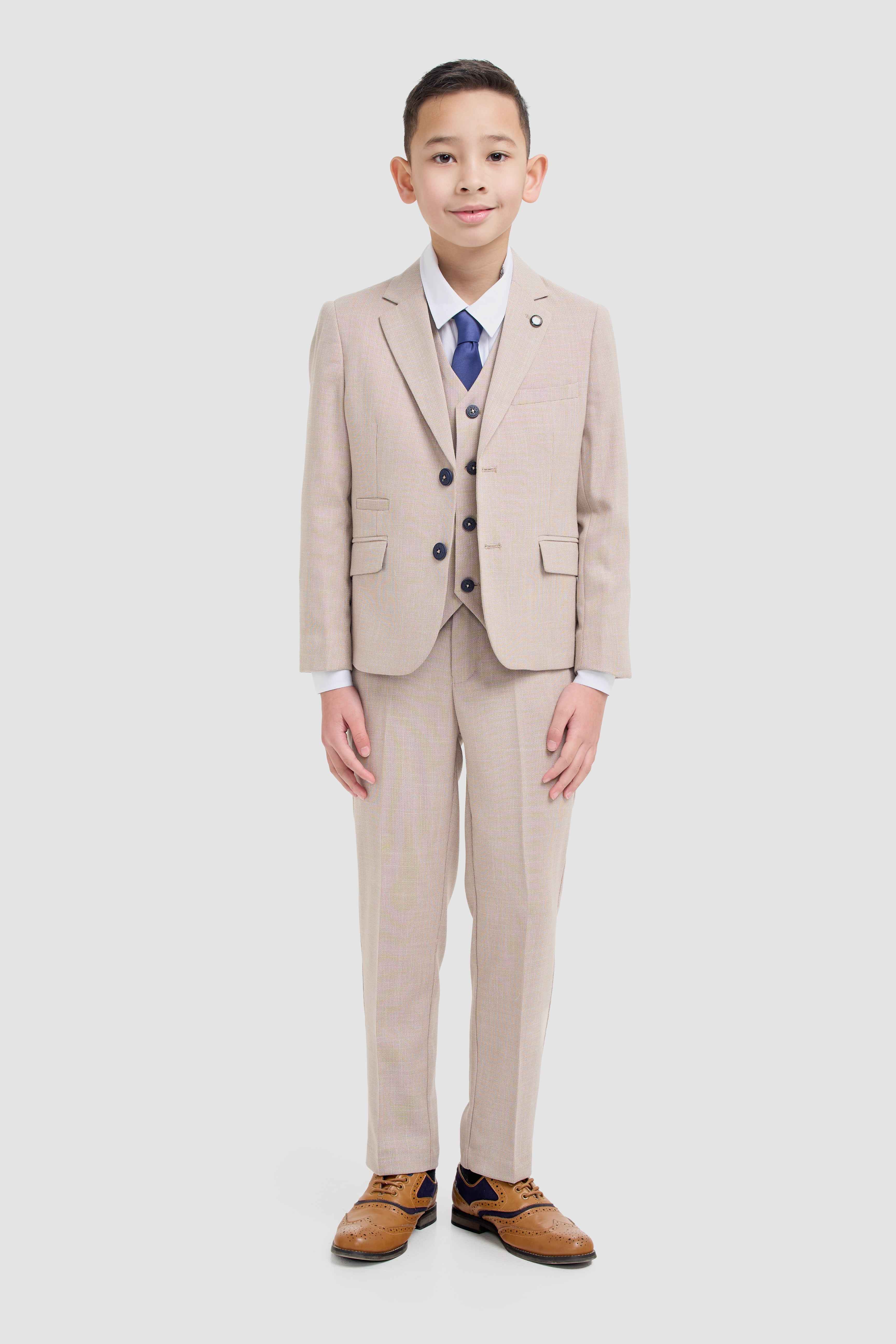 Father & Son Matching Textured 3-Piece Suit Set - Miami - Beige