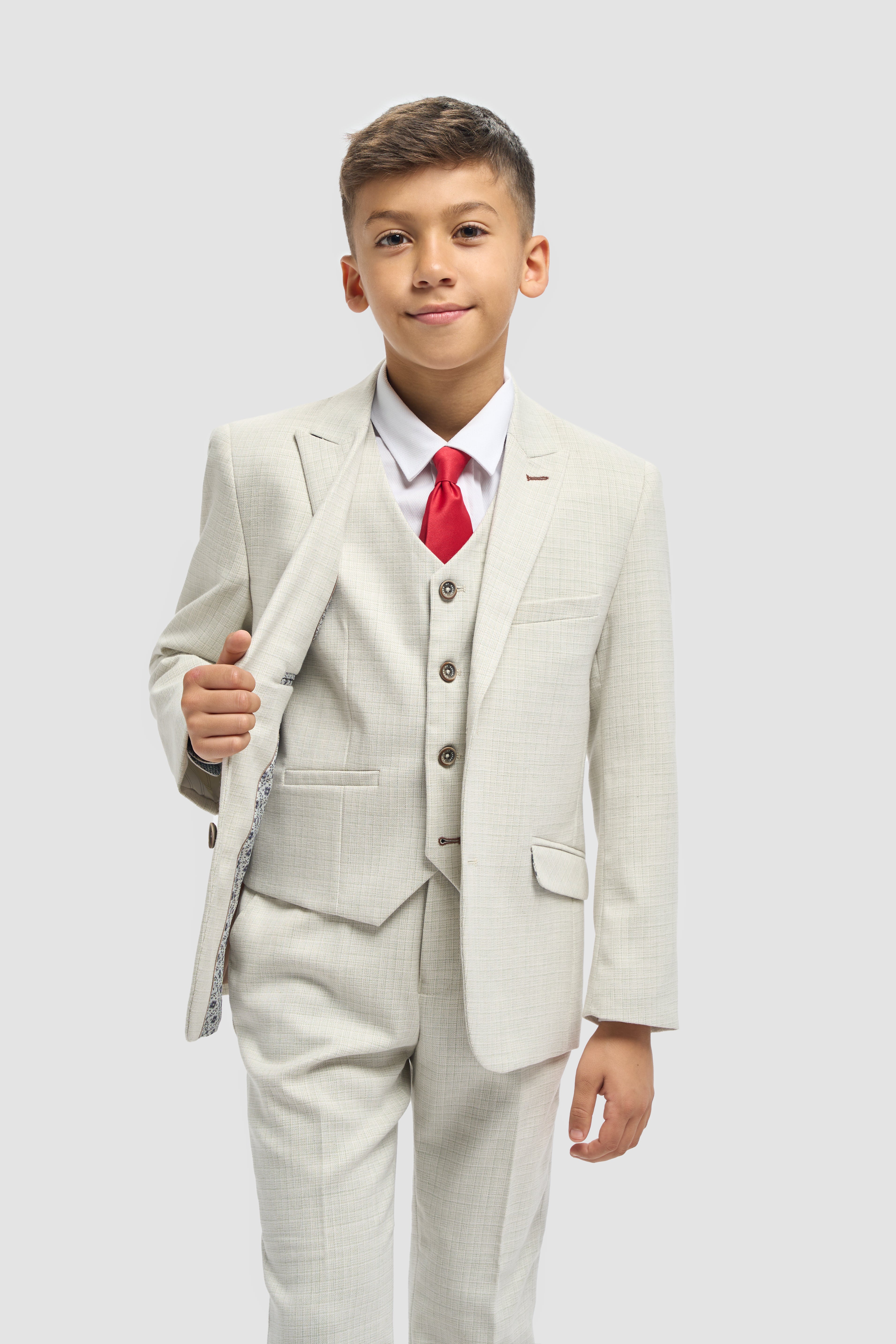 Father & Son Matching Textured 3-Piece Suit Set - Tropez Sage