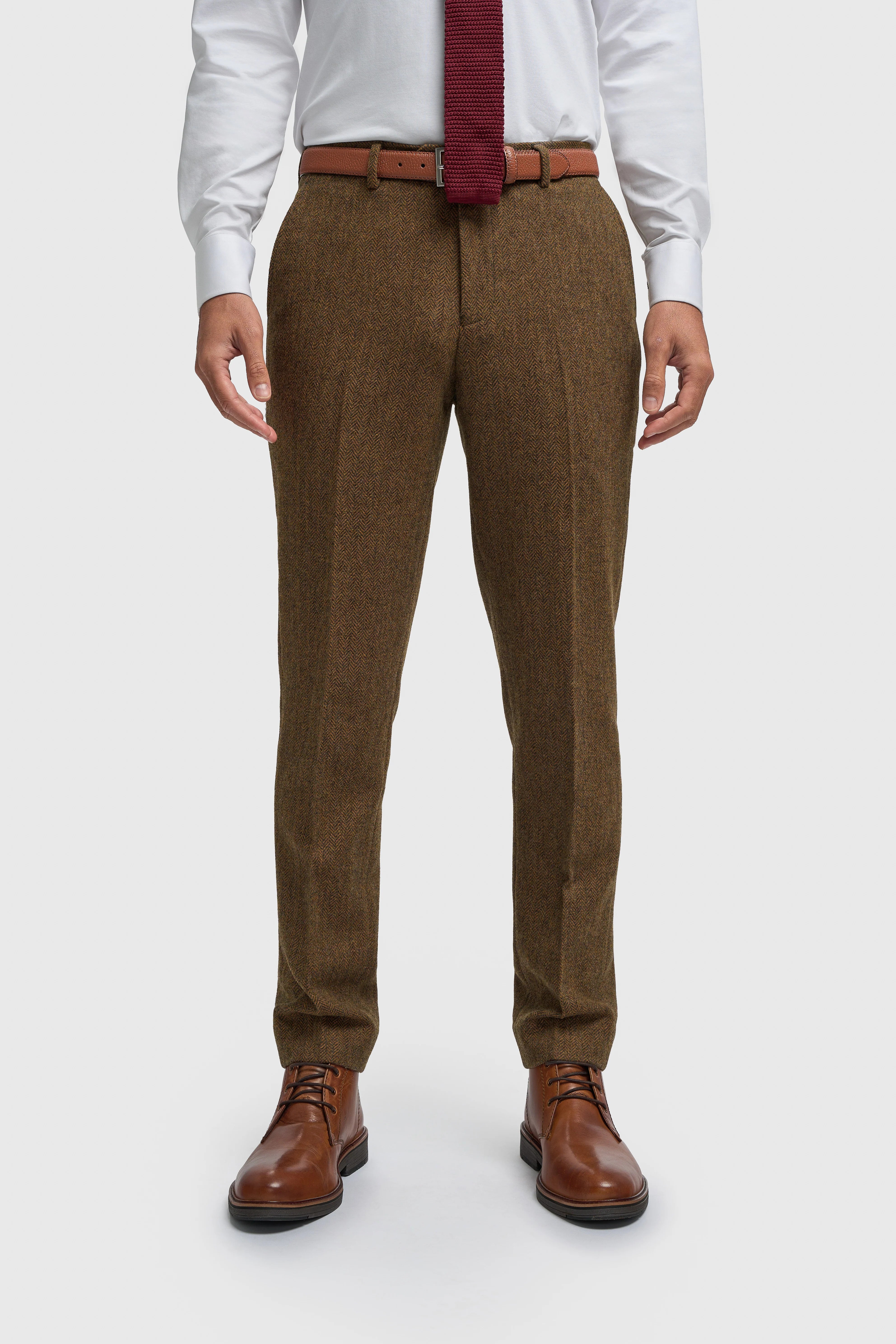 Father & Son Matching Wool Herringbone 3-Piece Suit Set - Thomas - Brown