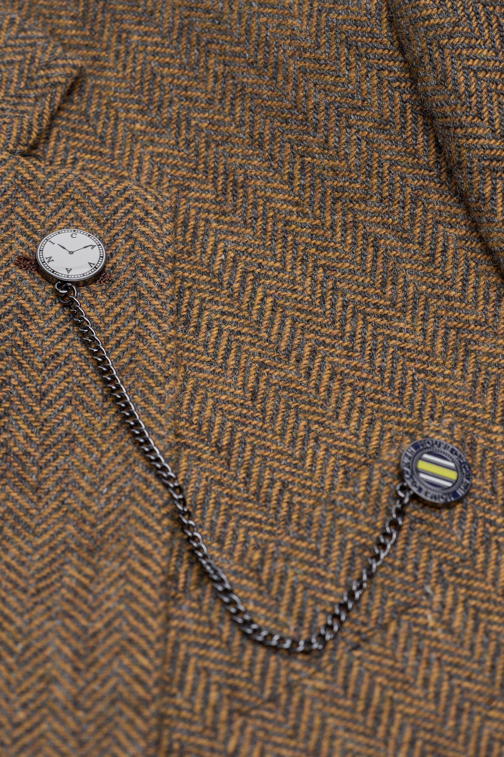 Father & Son Matching Wool Herringbone 3-Piece Suit Set - Thomas - Brown