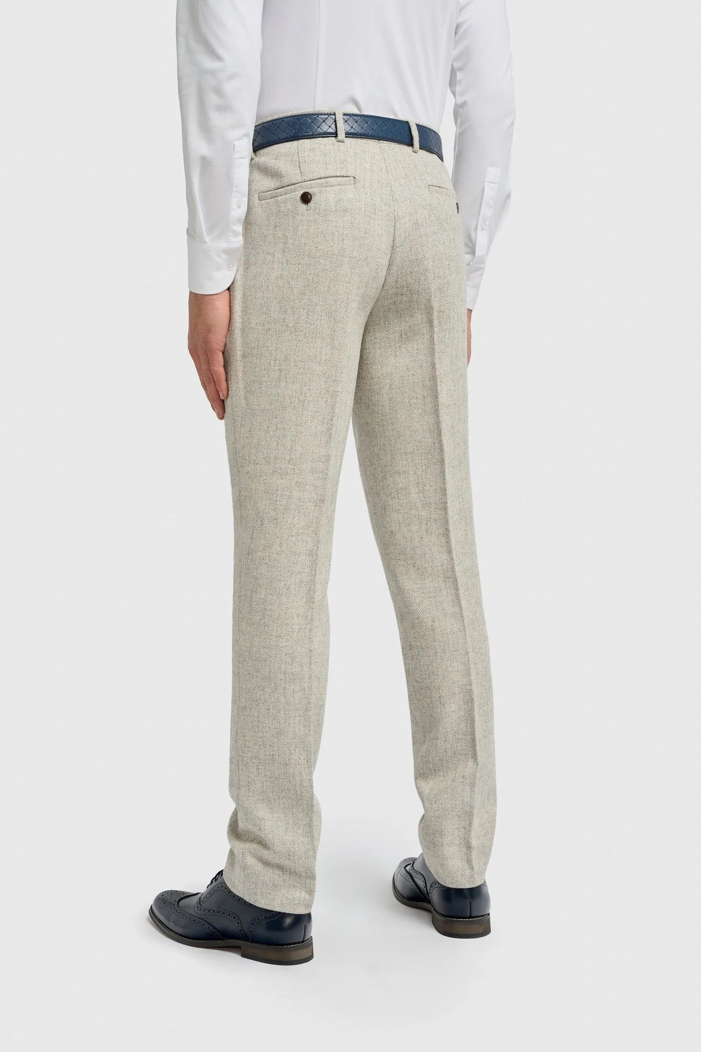 Father & Son Matching Wool Herringbone 3-Piece Suit Set - Thomas - Pearl Grey