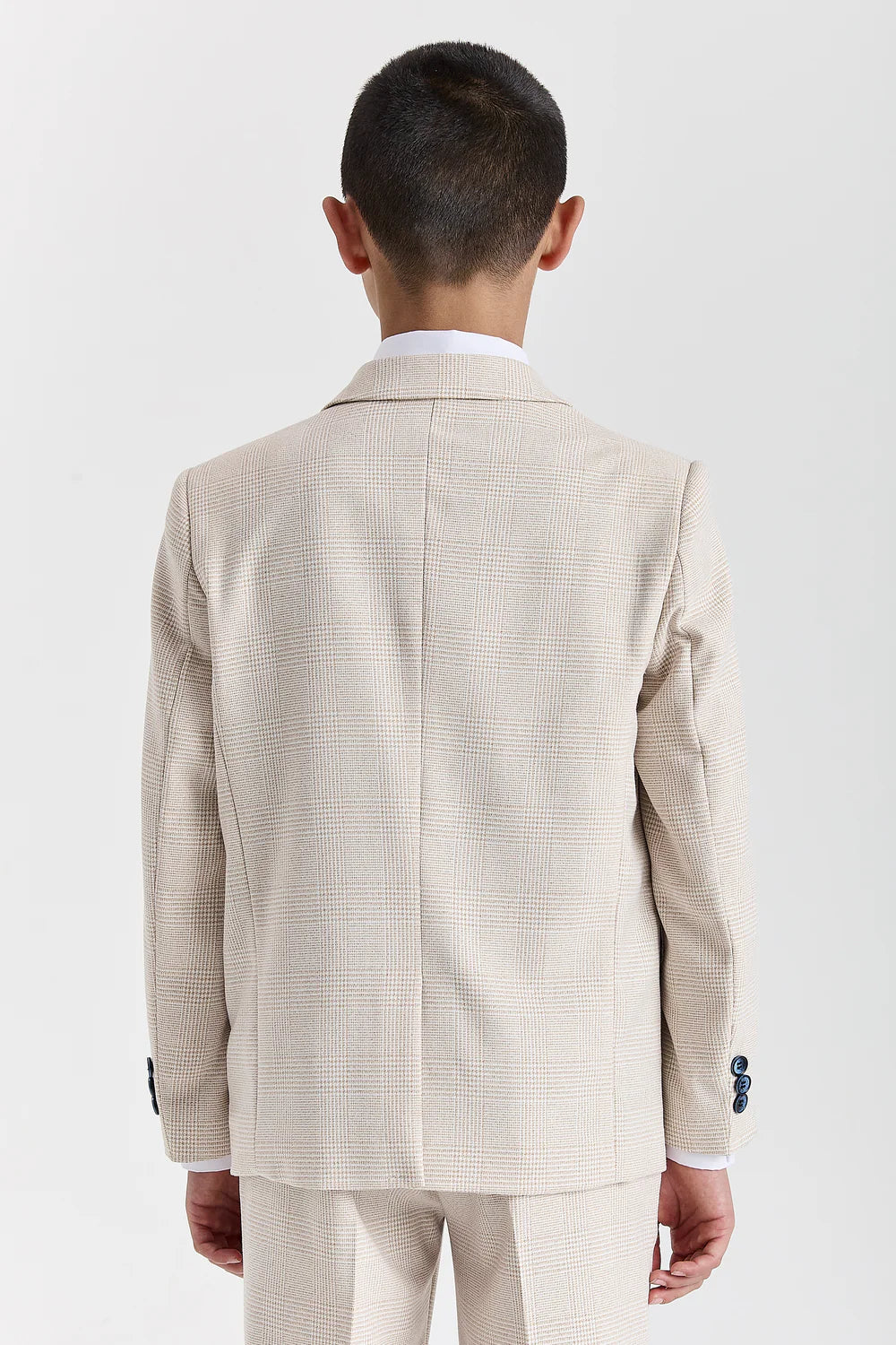 Father & Son Matching Glen Check Tweed 3-Piece Suit Set - Regent Cream