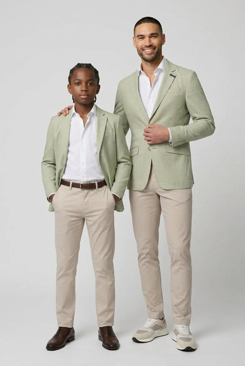Father & Son Matching Herringbone Twill Blazer - Sage Green