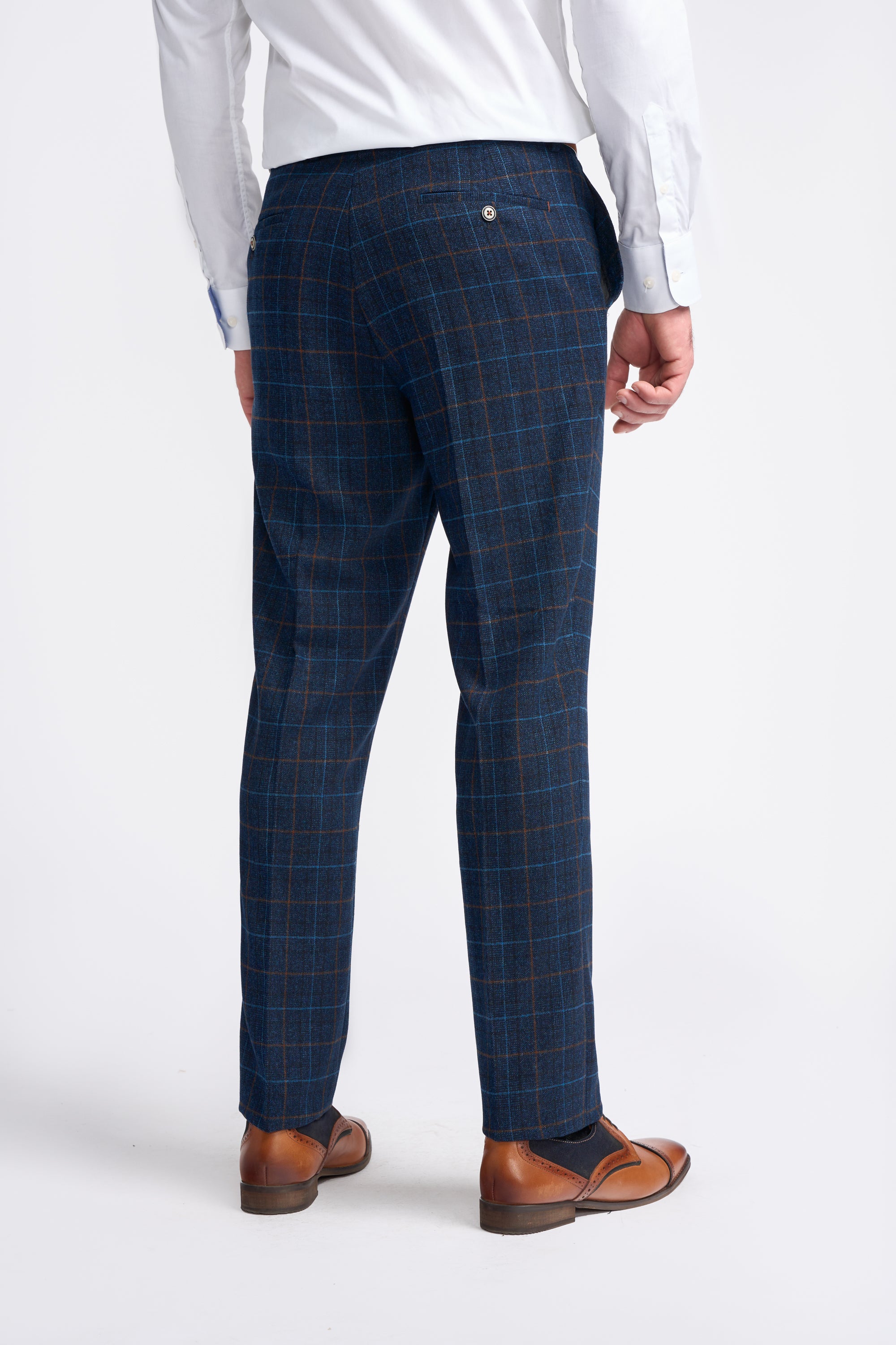 Father & Son Matching Herringbone Windowpane Check 3-Piece Suit Set - Cody Blue