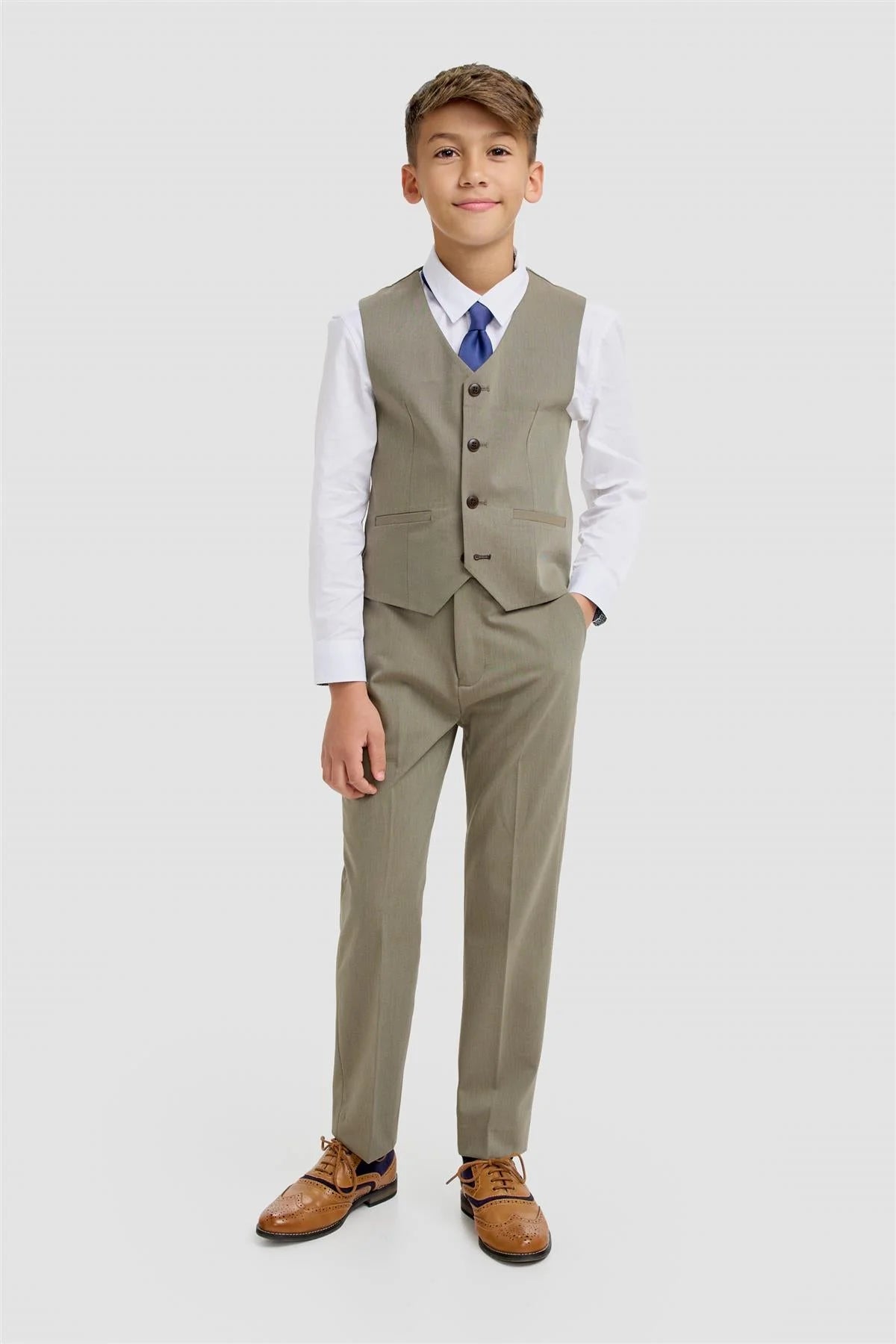 Father & Son Matching Iridescent Twill 3-Piece Suit Set - Donatella - Sage Green
