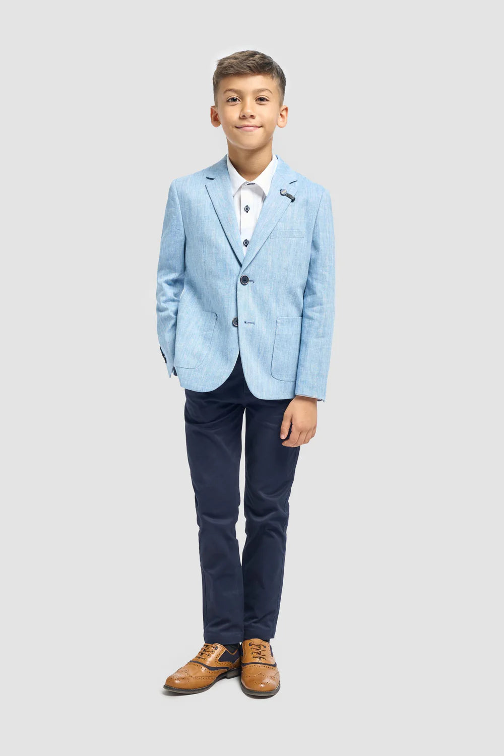 Father & Son Matching Linen Herringbone Blazer – Sky Blue