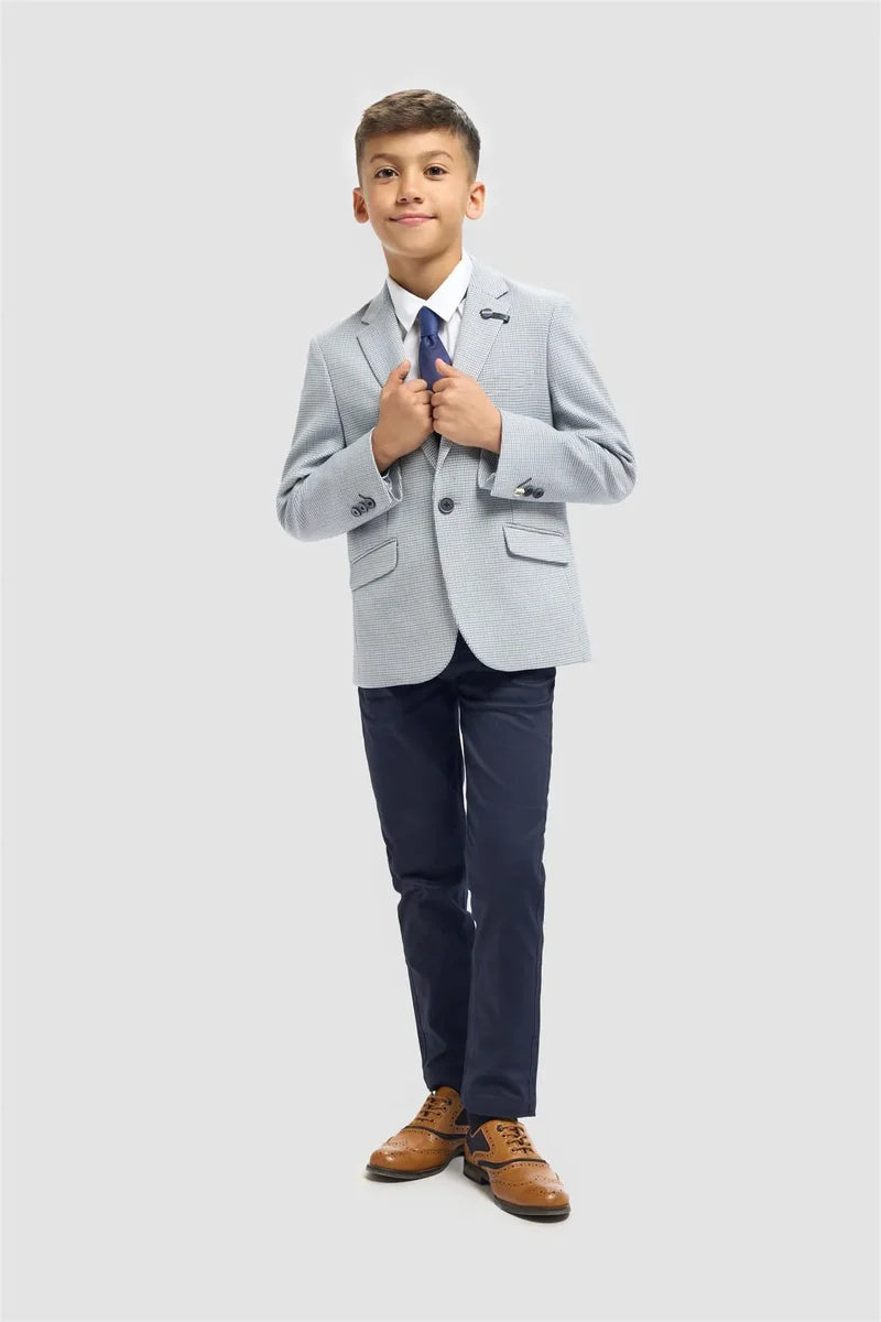 Father & Son Matching Puppytooth Check Blazer - Blue