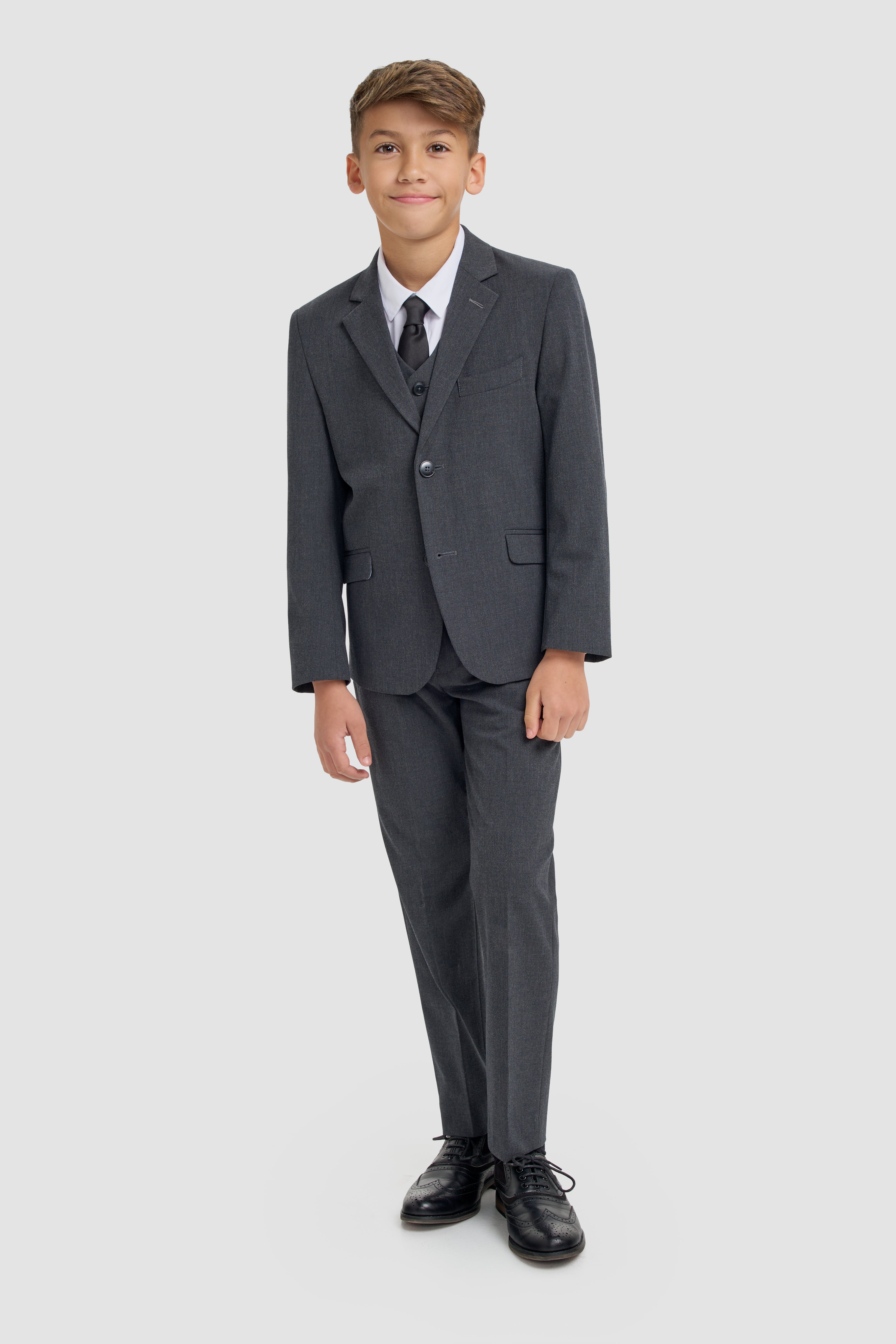 Father & Son Matching Slim Fit 3-Piece Suit Set - Malibu Charcoal Grey