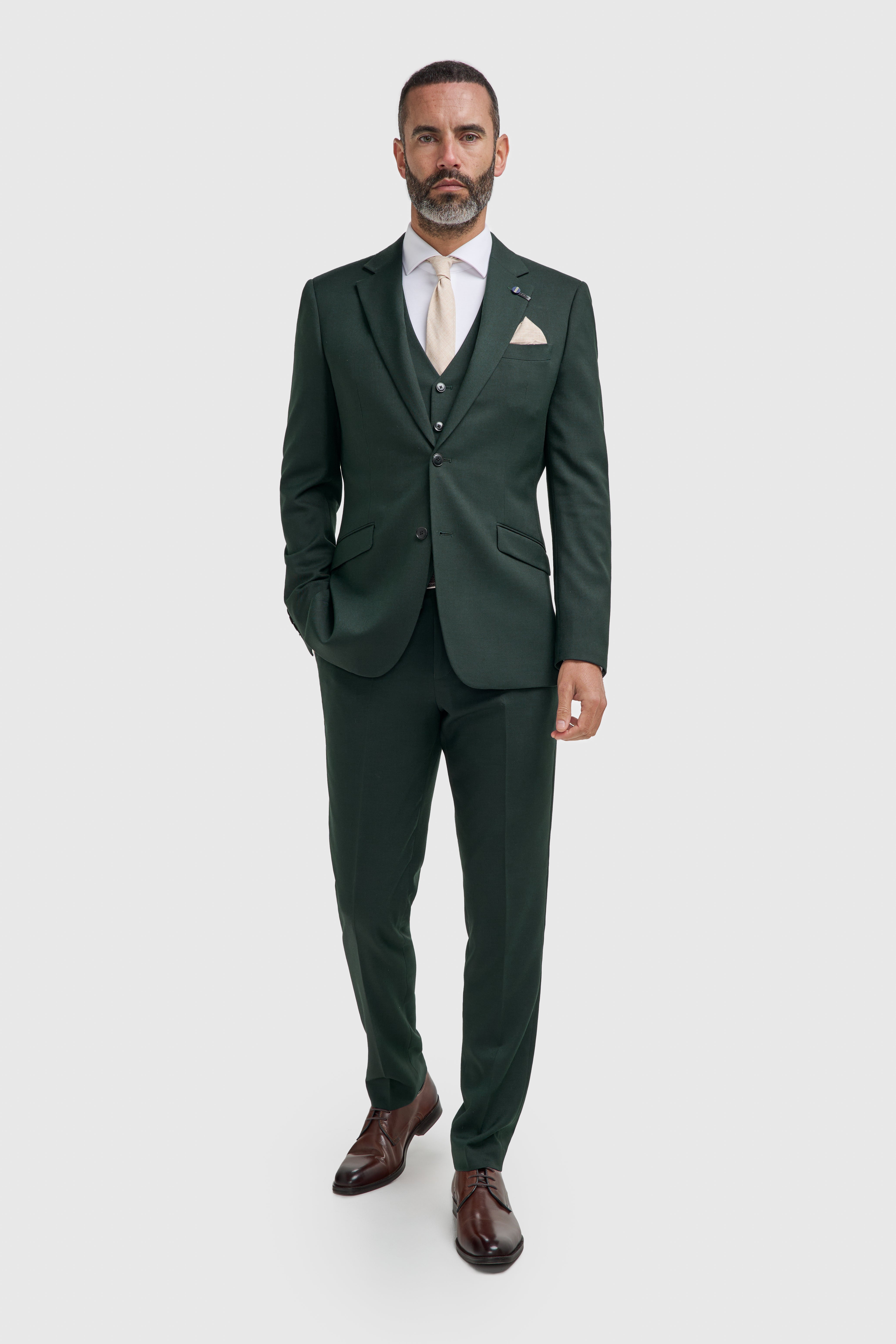Father & Son Matching Slim Fit 3-Piece Suit Set - Malibu Forest Green