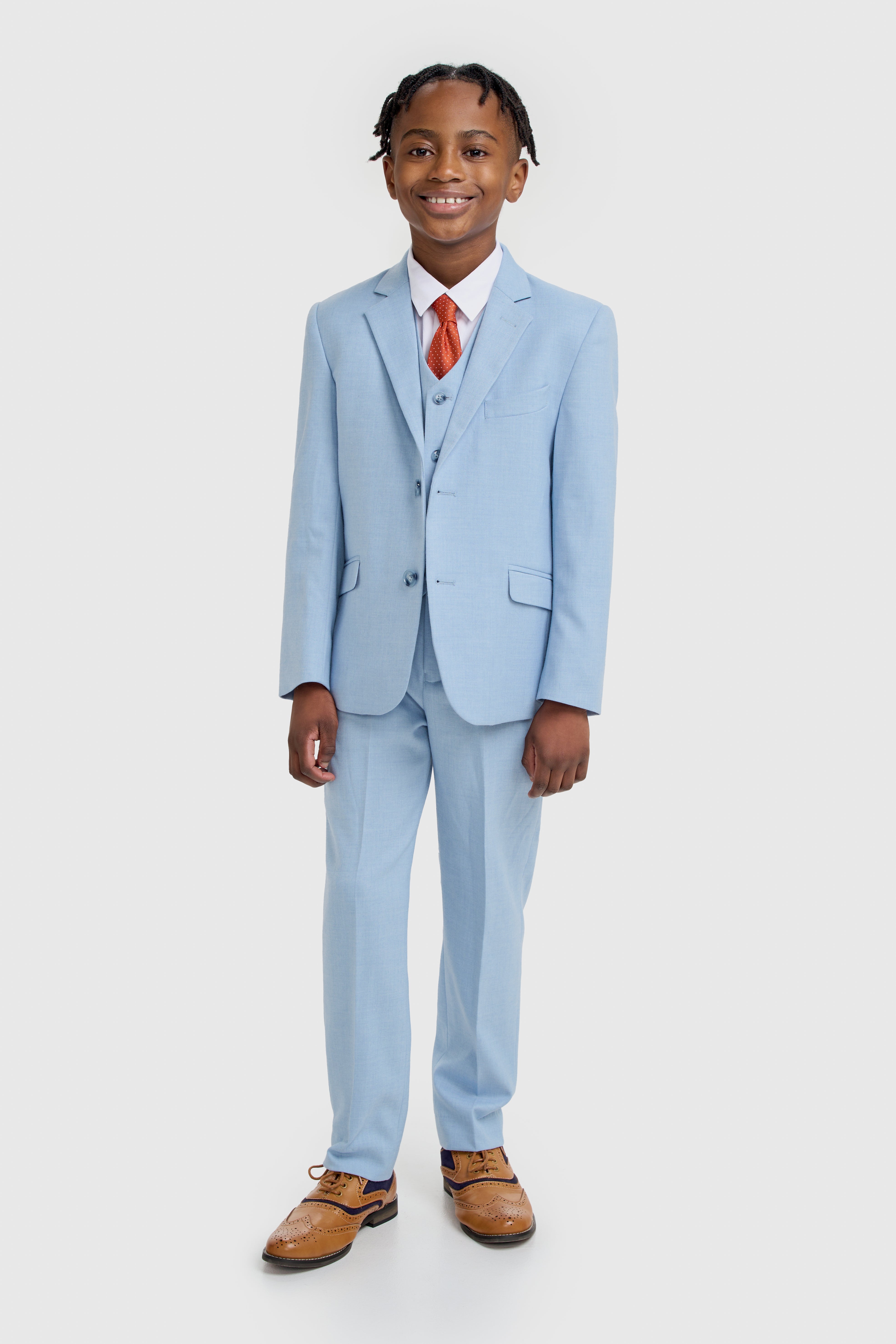 Father & Son Matching Slim Fit 3-Piece Suit Set - Malibu Sky Blue
