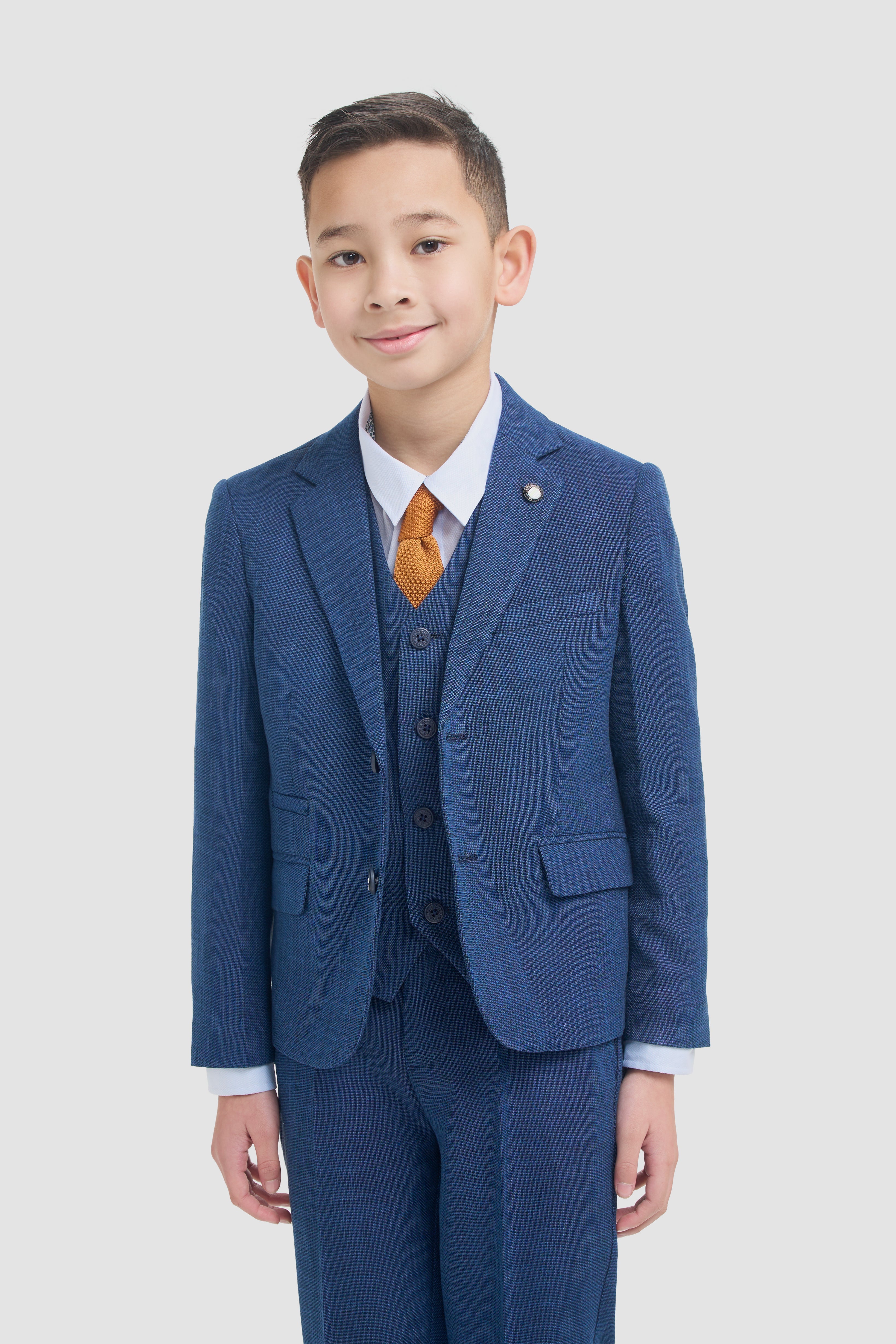 Father & Son Matching Textured 3-Piece Suit Set - Miami - Blue