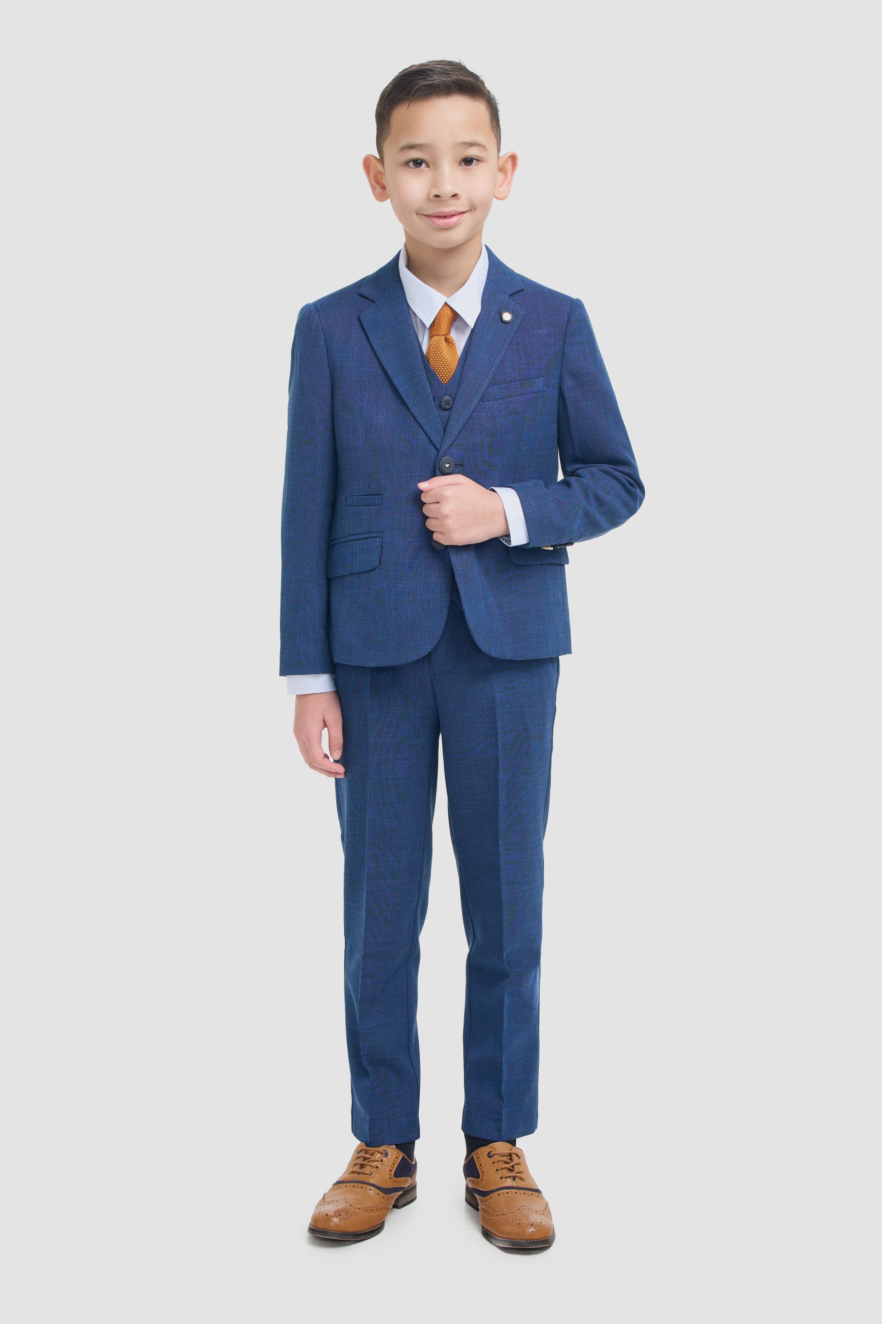 Father & Son Matching Textured 3-Piece Suit Set - Miami - Blue