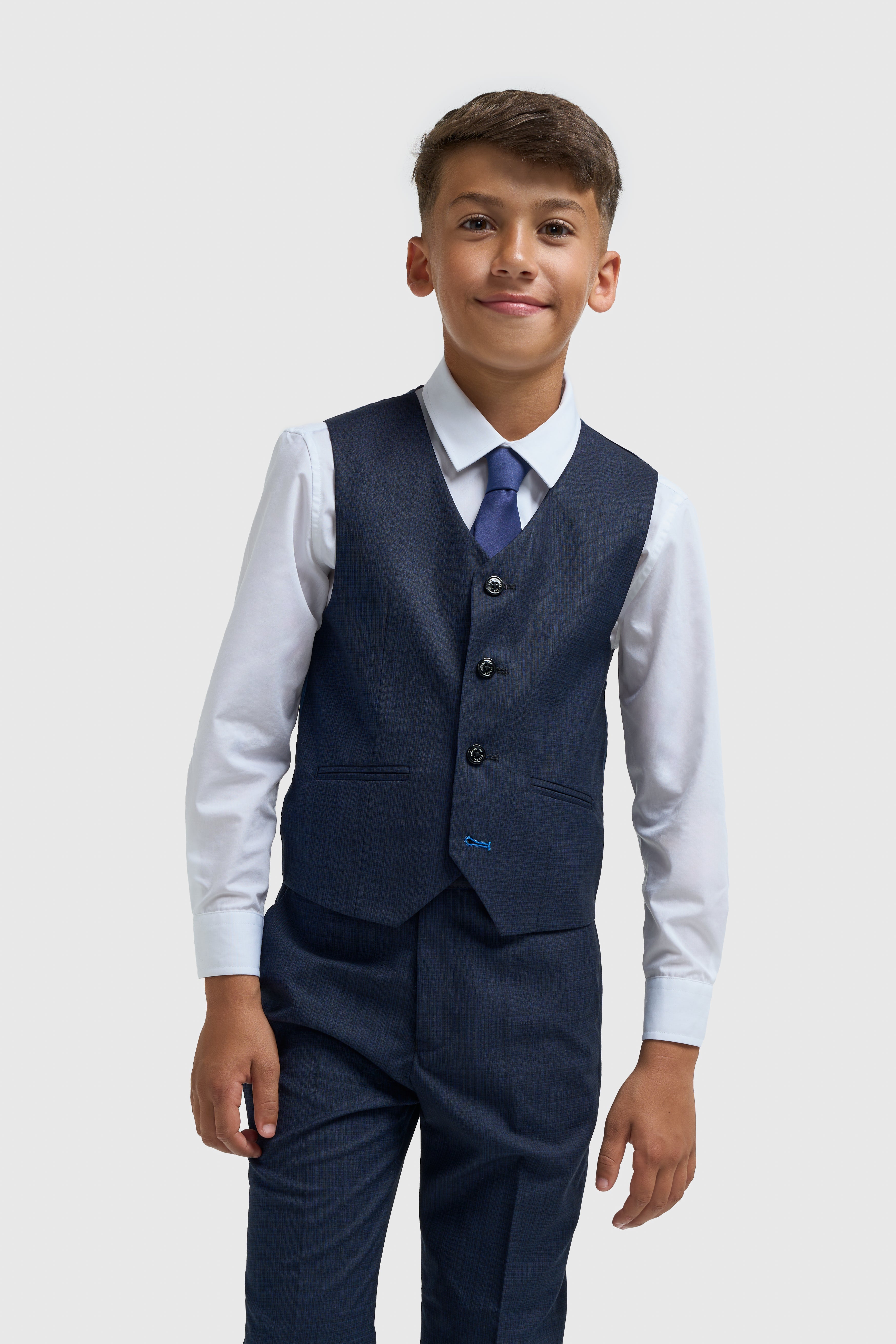 Father & Son Matching Textured 3-Piece Suit Set - Seeba Navy