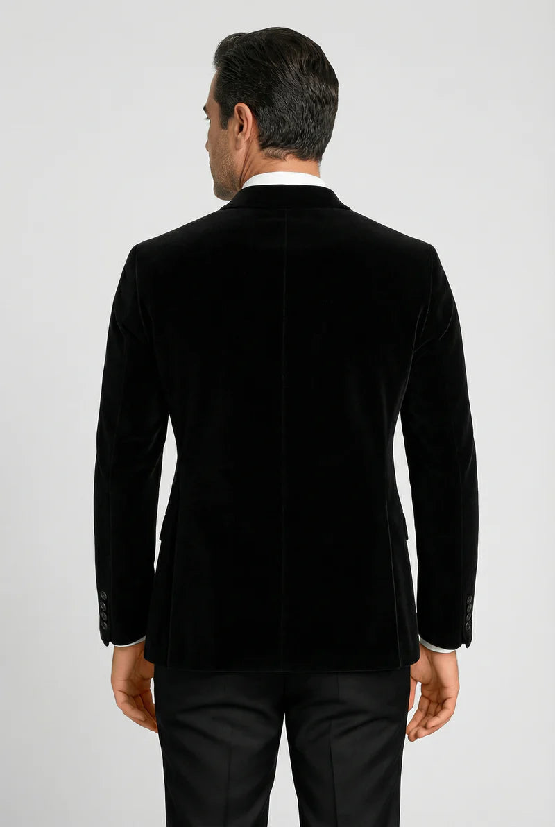 Father & Son Matching Velvet Dinner Jacket - Black