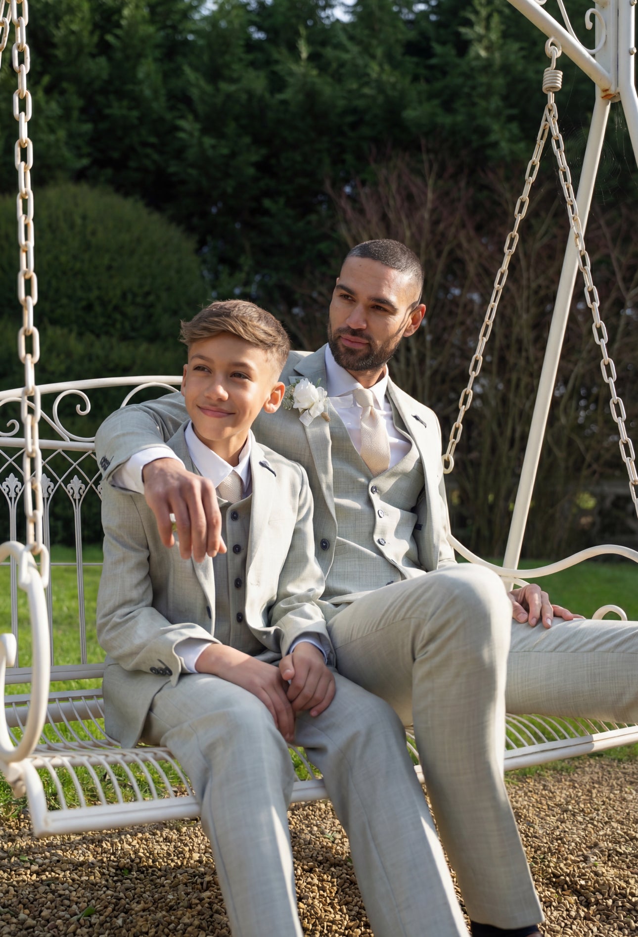 Father & Son Matching Textured 3-Piece Suit Set - Camden Sage