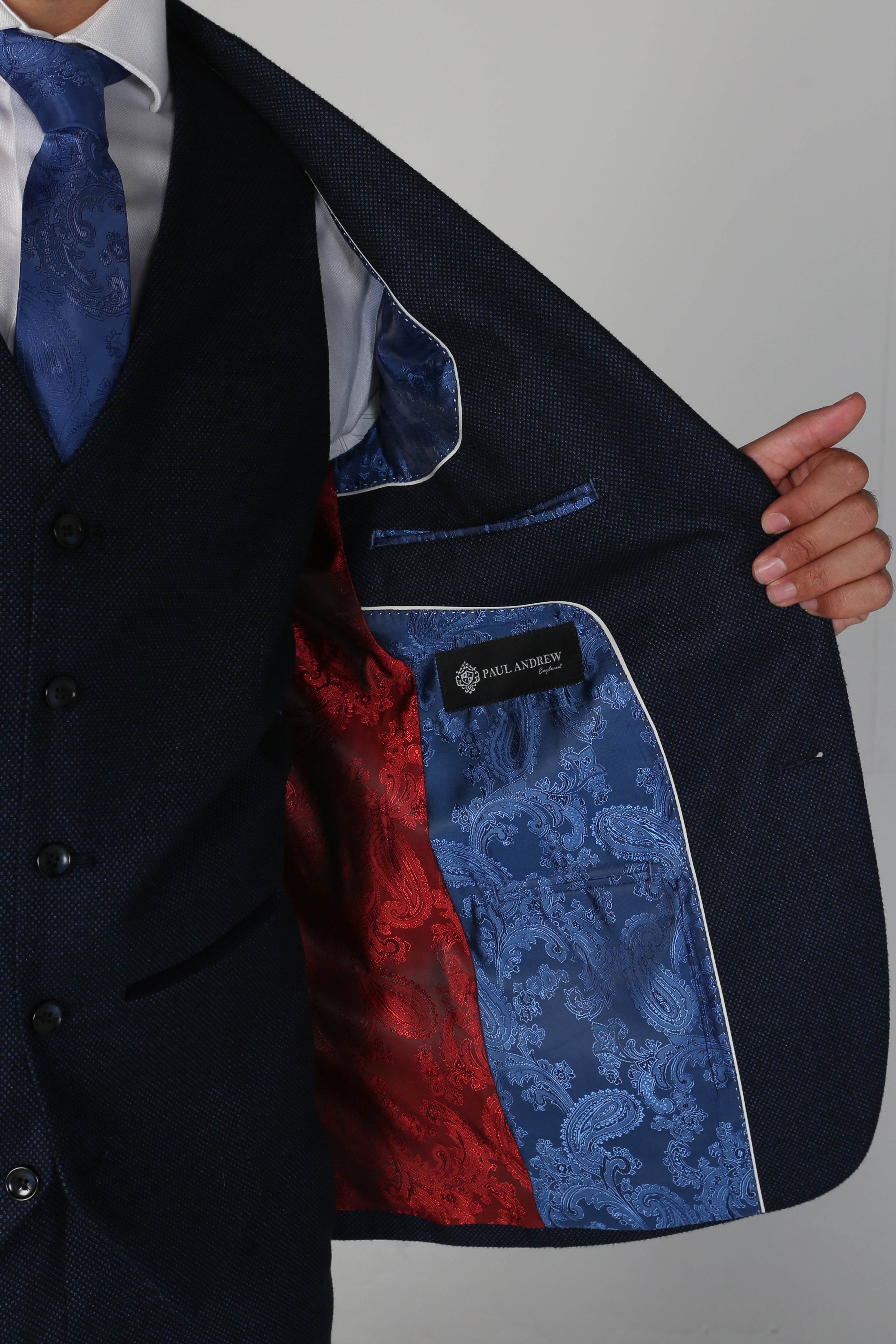 Father & Son Matching Textured 3-Piece Suit Set - Arthur - Navy Blue