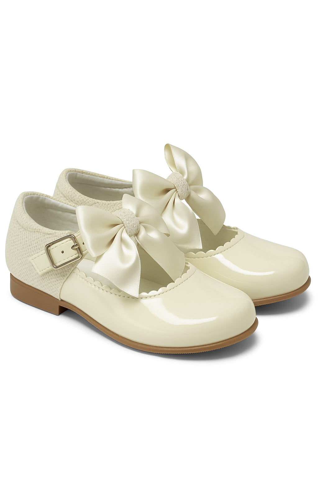 Girls Bow Patent Mary Jane Shoes – KRISTY - Cream Side Picture