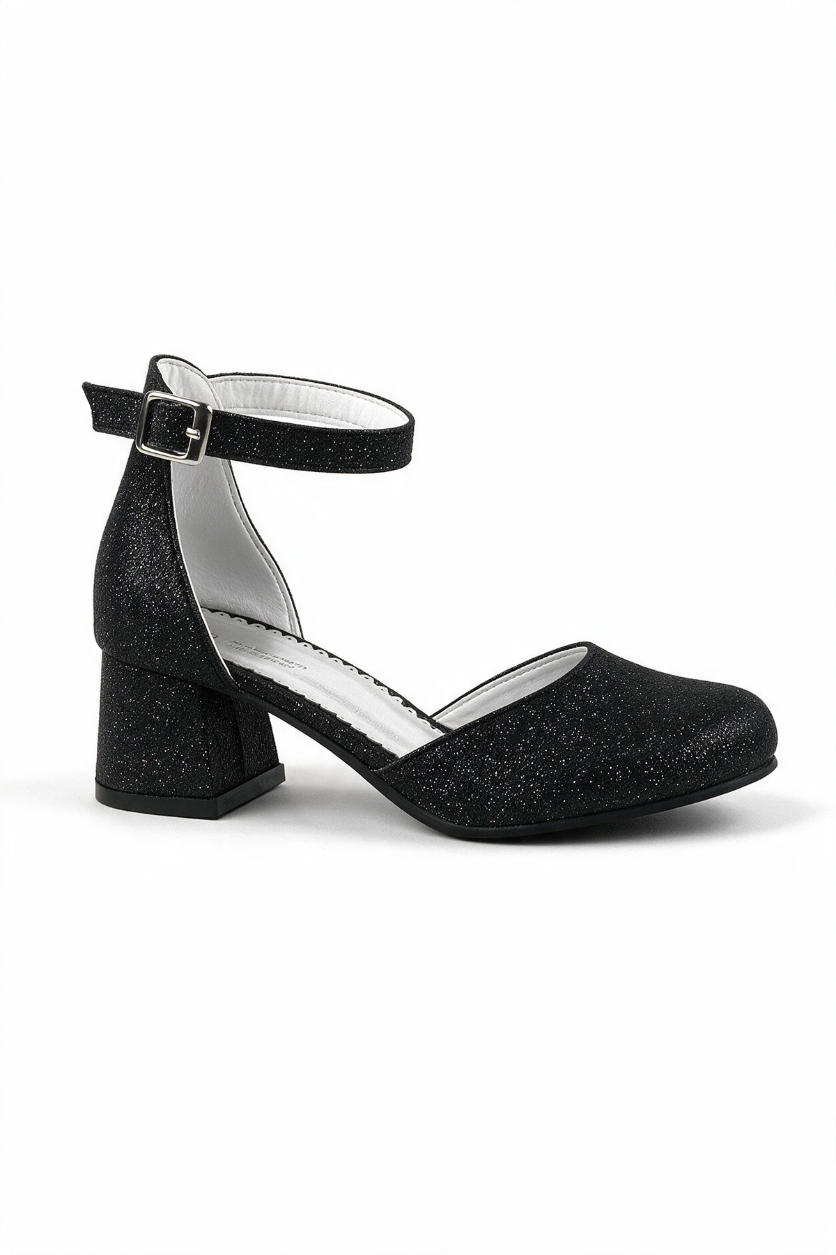 Girls Glittery Block Heel Mary Janes Shoes - Merida - Black