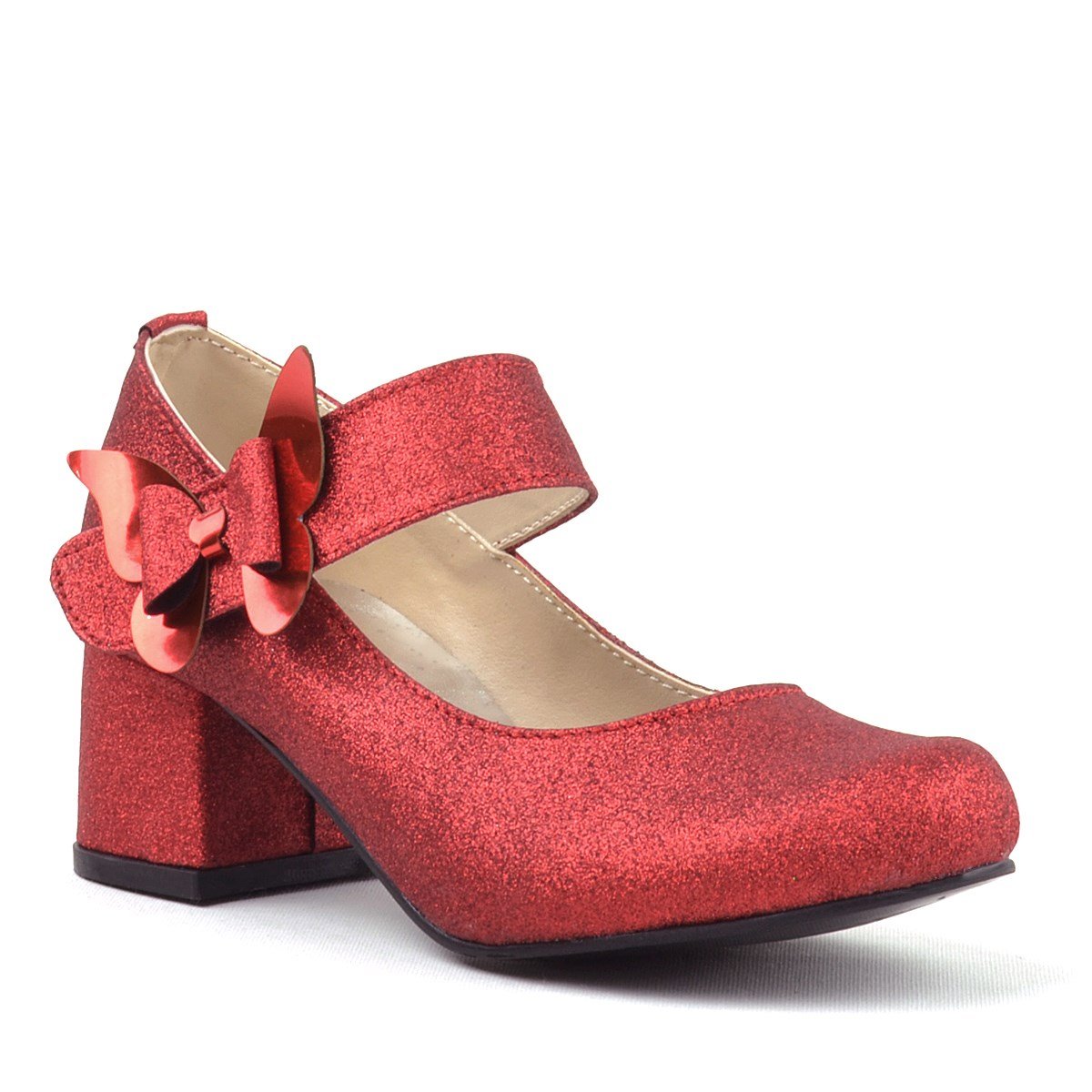 Girls Glittery Block Heel Mary Janes Shoes - Winx - Red