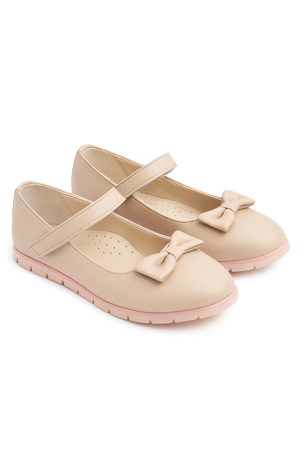 Girls Patent Flat Mary Jane Shoes - Pink Pair Side Picture
