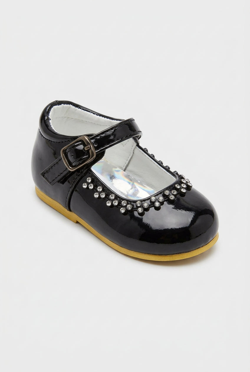 Girls Patent Mary Jane Shoes with Diamante Trim