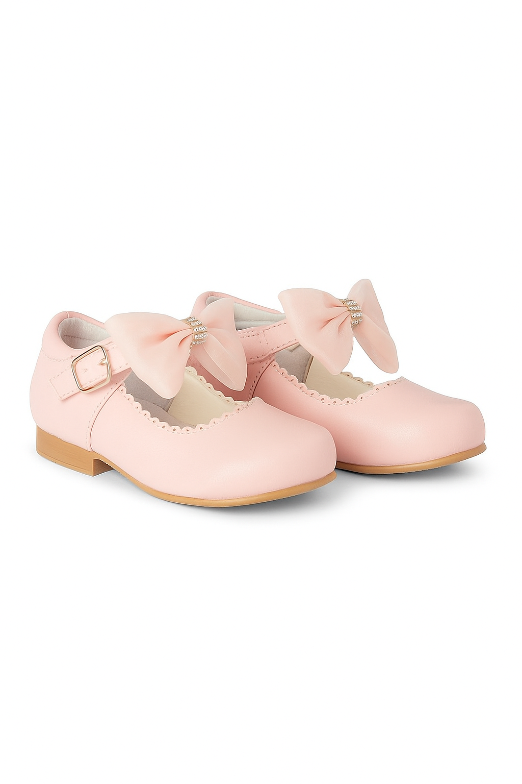 Girls Rhinestone Mary Jane Shoes with Bow – ZURI - Pink Pair Picture
