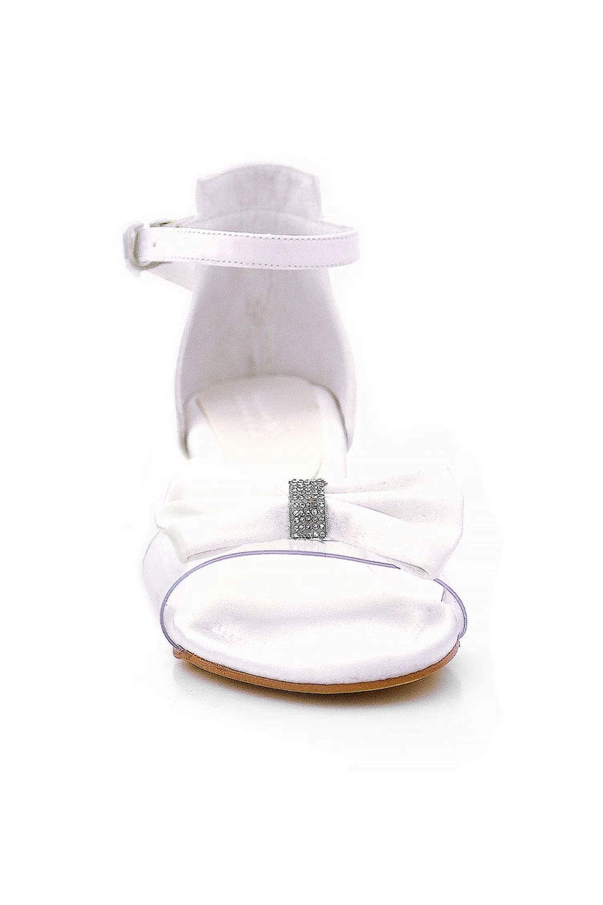 Girls White Bow Sandals with Clear Block Heel - Jessie