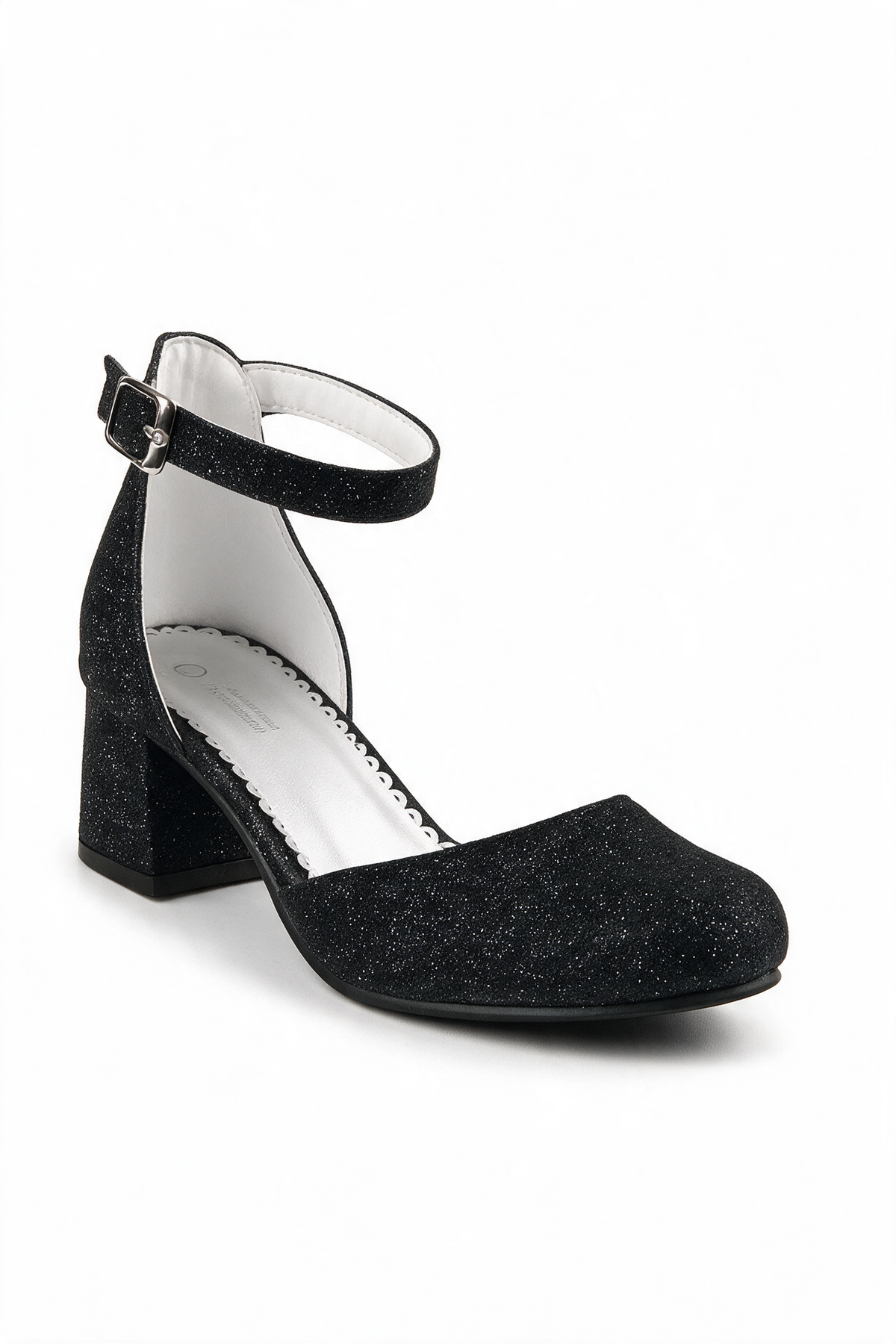 Girls Glittery Block Heel Mary Janes Shoes - Merida - Black