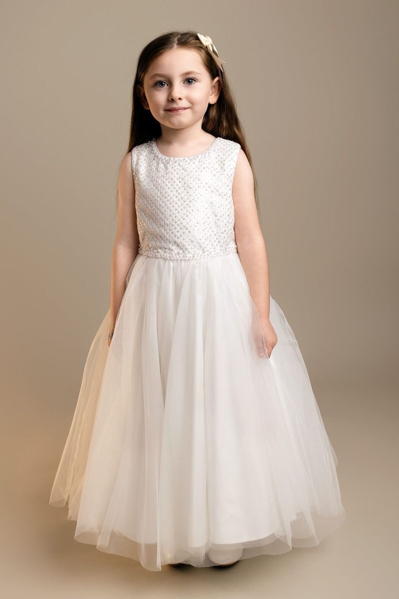 Girls’ Ivory Sequin & Tulle Dress - Danna