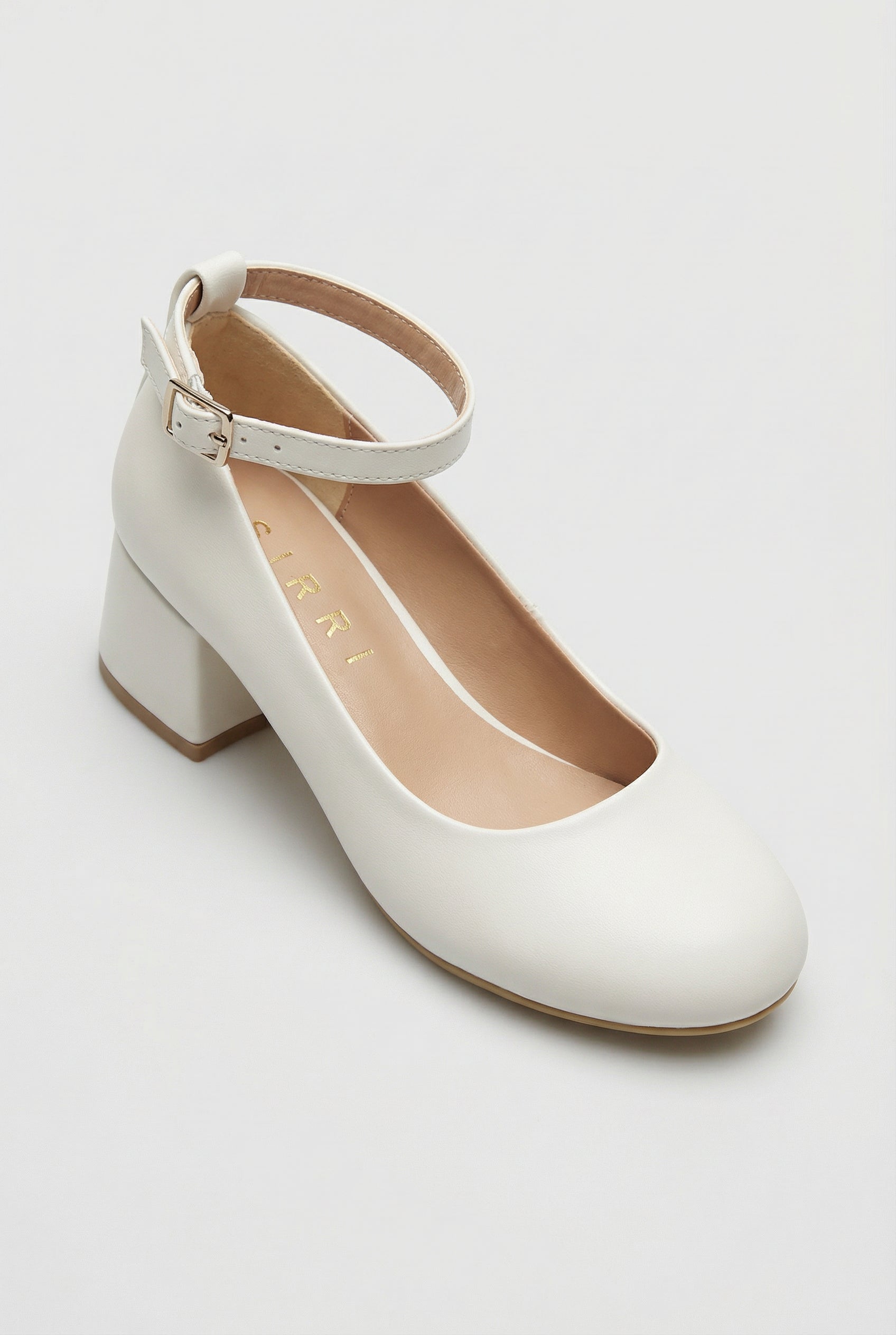 Girls' Mary Jane High block Heal Patent Dresss shoes - MIRAGE - Ivory Side Picture